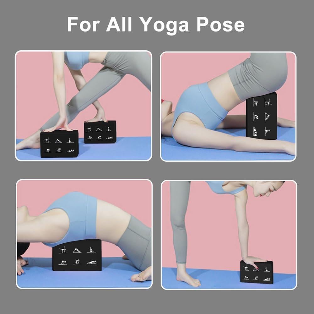 Juego de 2 Bloques de Yoga y Correa FHDUSRYO Rosa 23x15x7.6 cm