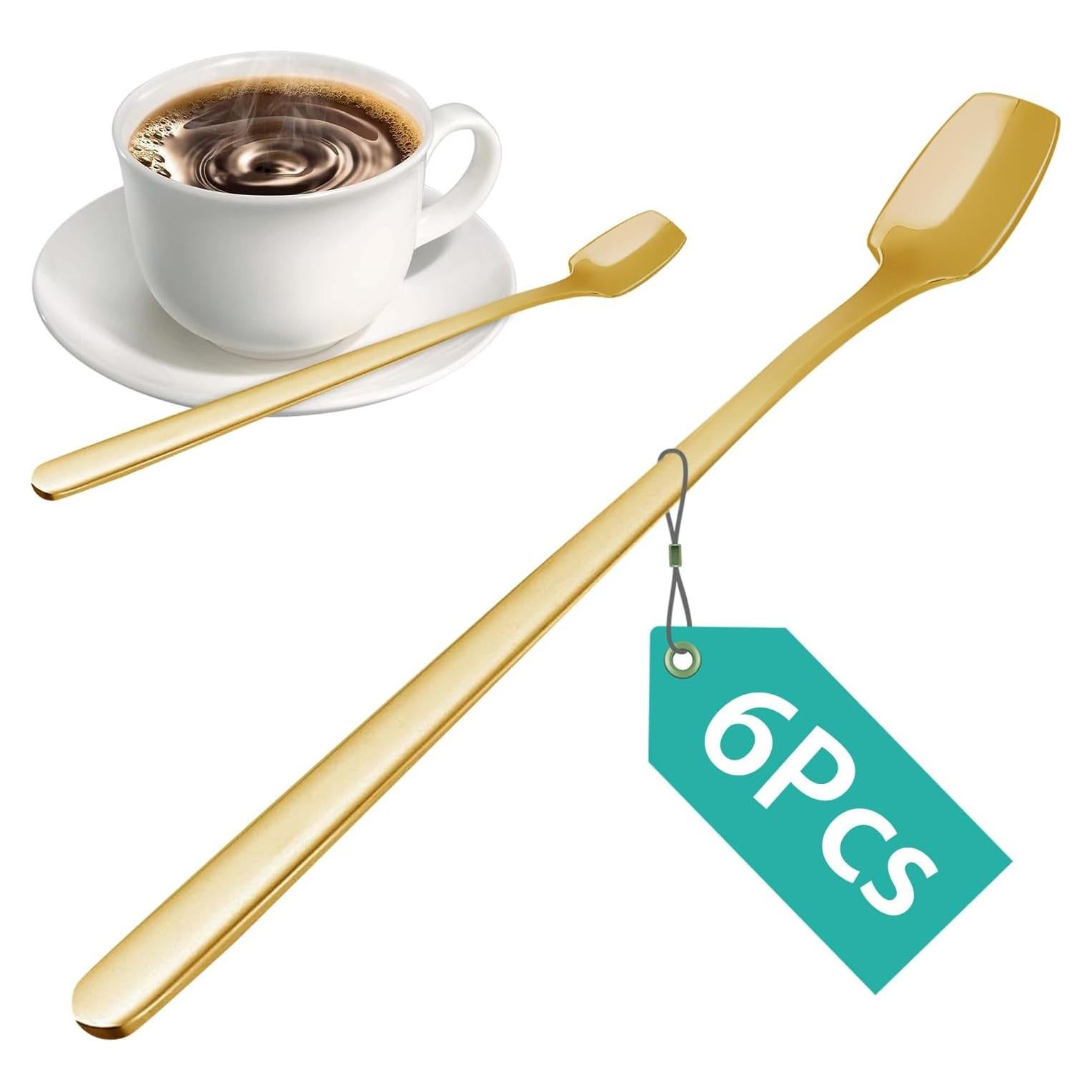 Juego de 6 Cucharas de Café Doradas Aexbxoa - Acero Inoxidable