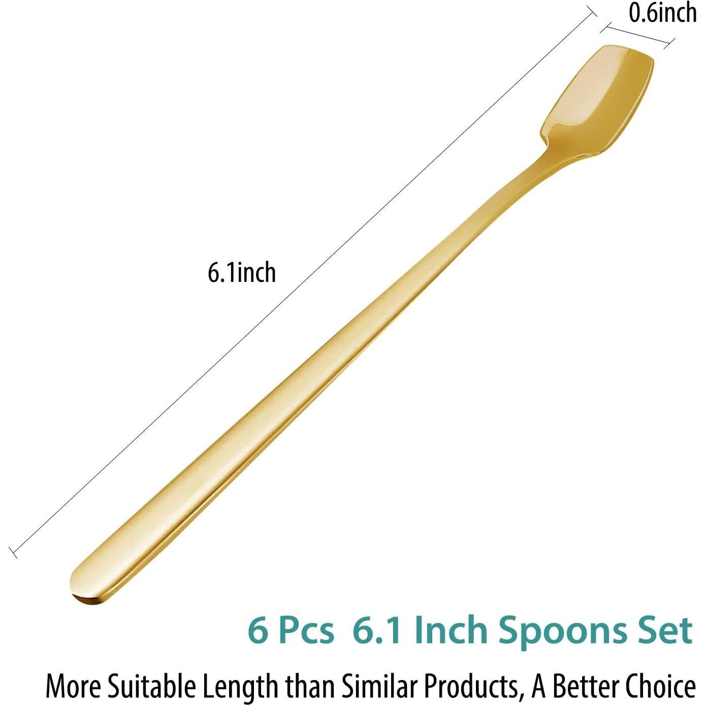 Juego de 6 Cucharas de Café Doradas Aexbxoa - Acero Inoxidable