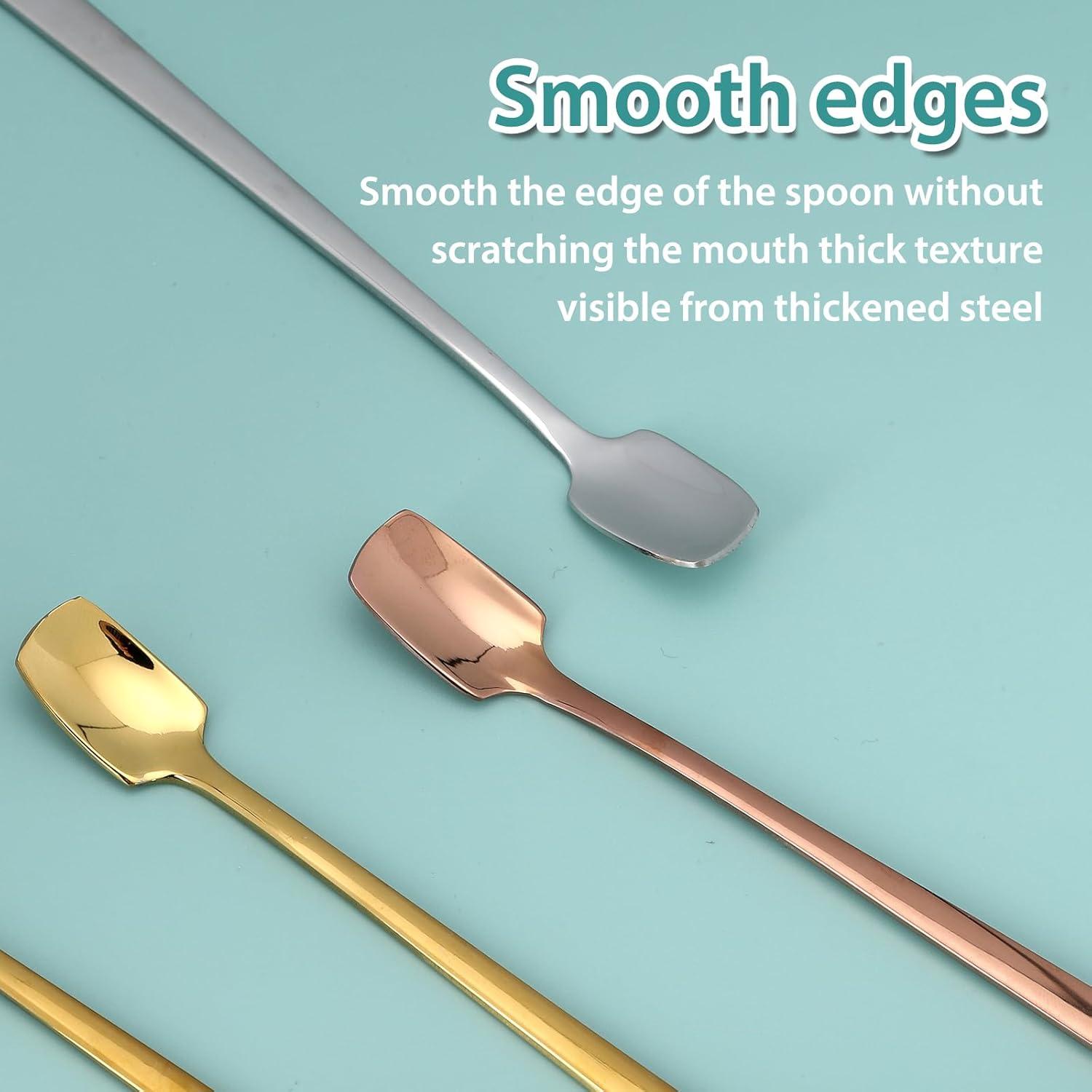 Juego de 6 Cucharas de Café Doradas Aexbxoa - Acero Inoxidable