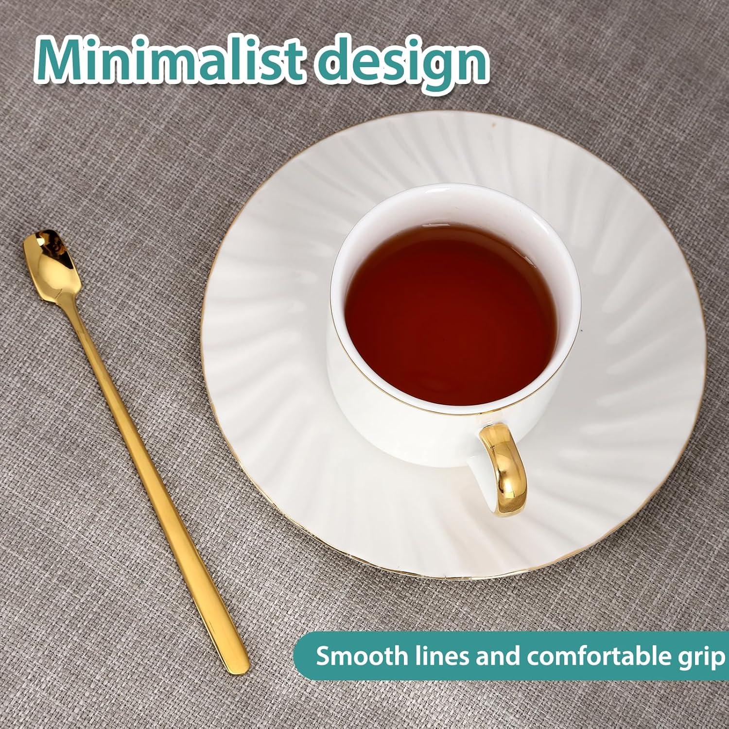 Juego de 6 Cucharas de Café Doradas Aexbxoa - Acero Inoxidable