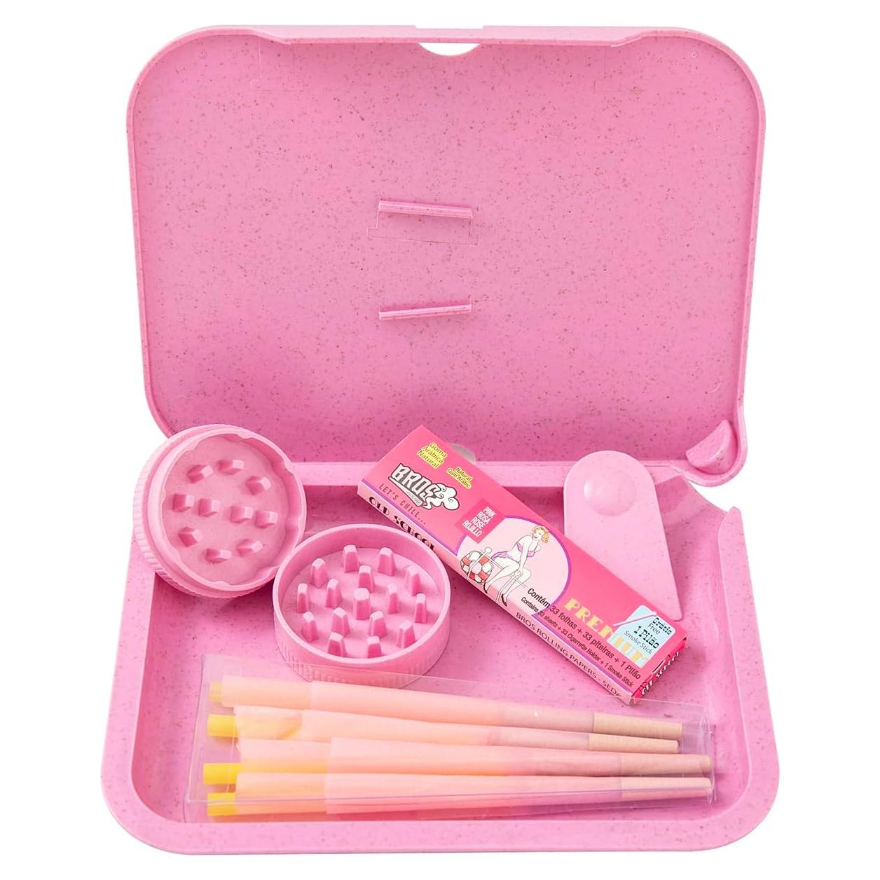 Juego de Molinillo y Bandeja 4 Piezas Rosa - Kit Especias