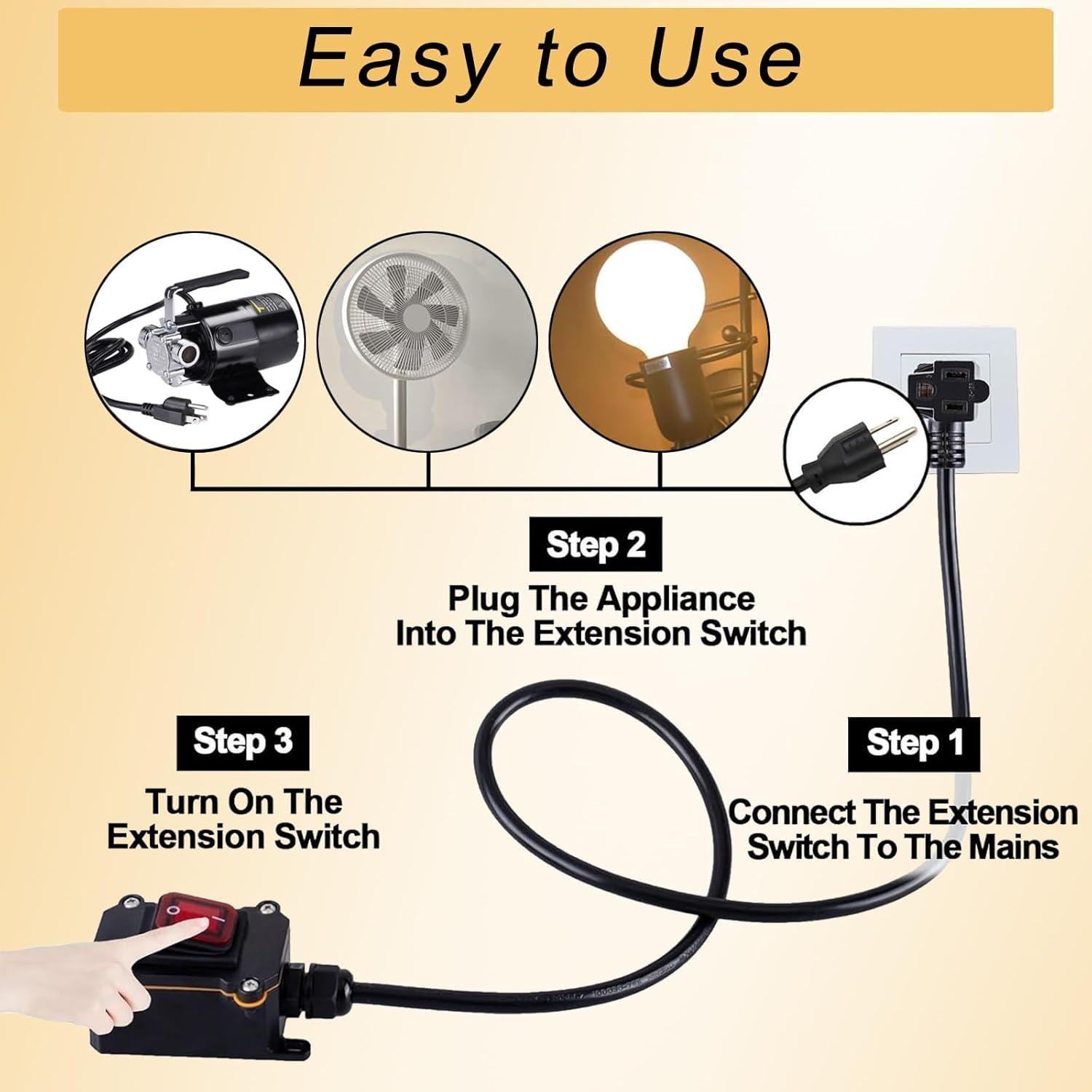 Interruptor de Cable en Línea KarlKers 3FT IP67 20A 250V