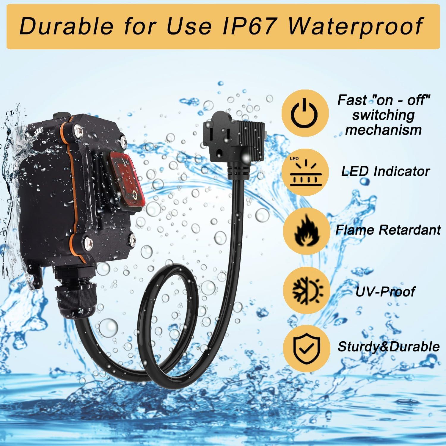 Interruptor de Cable en Línea KarlKers 3FT IP67 20A 250V