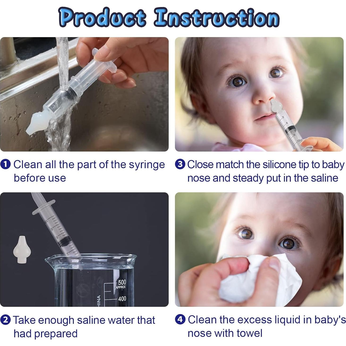 Jeringa Nasal para Bebé Elfzone - 4 Piezas de Silicona 10ml