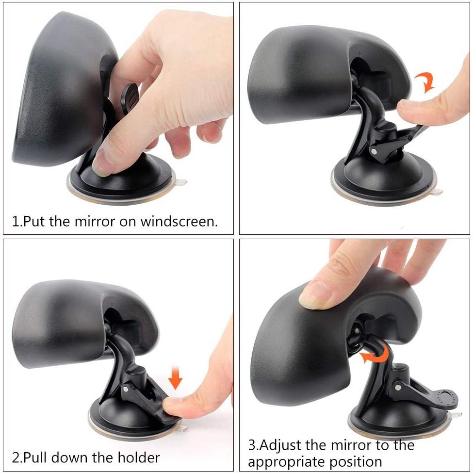 Espejo Retrovisor Ajustable GES para Auto 15x5.6cm Negro