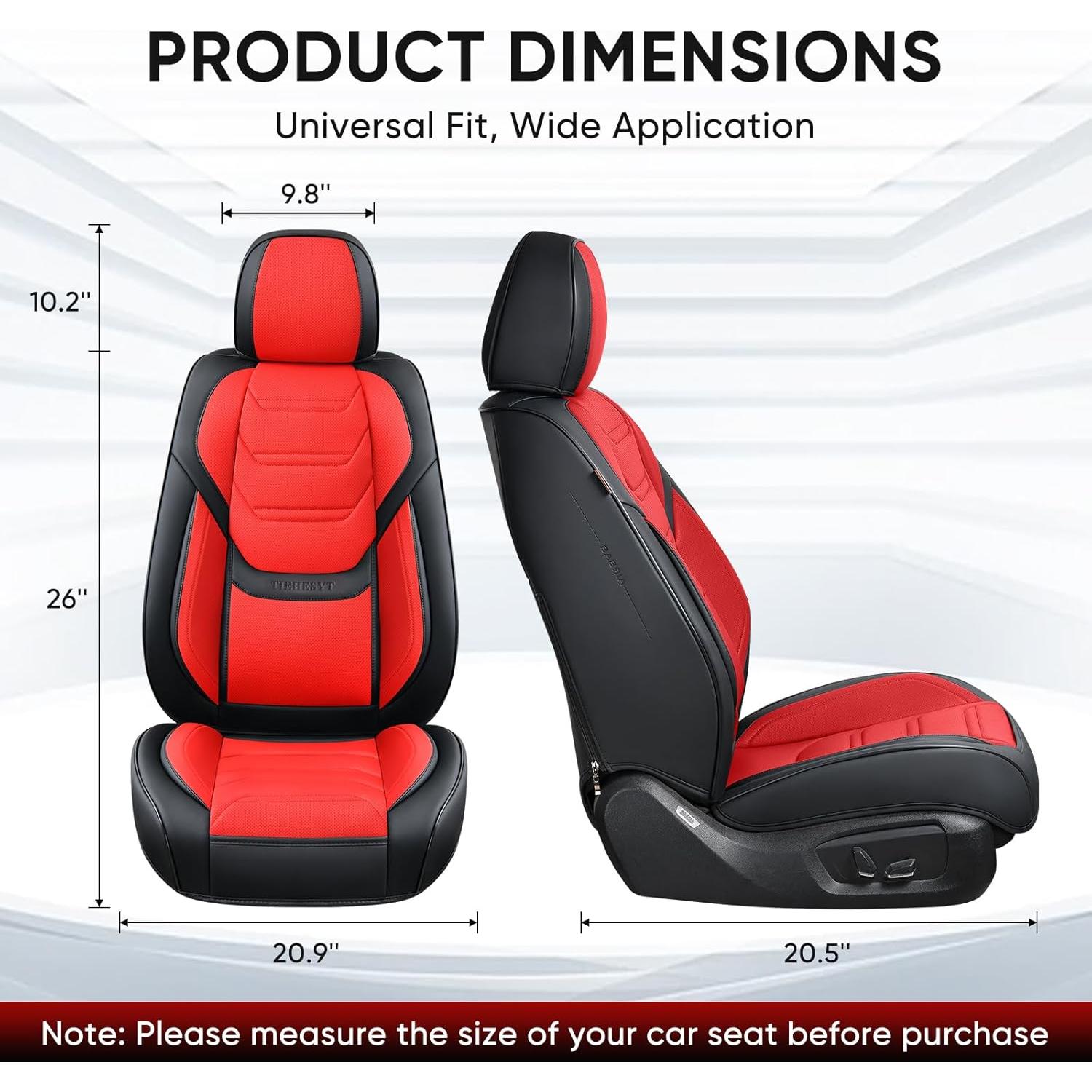 Cubiertas de Asiento de Coche TIEHESYT Juego Completo Negro y Rojo