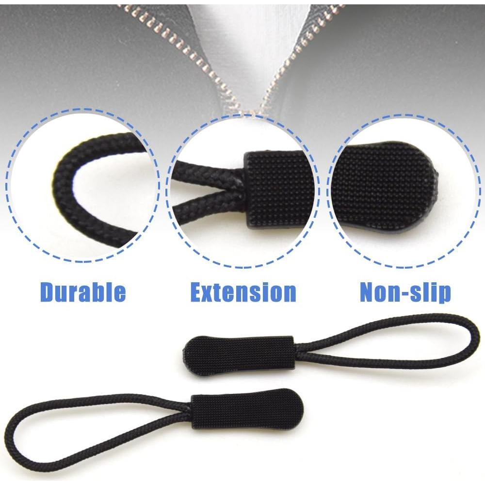 Tiradores de Cremallera Ruidee 50 Piezas Negro 66mm