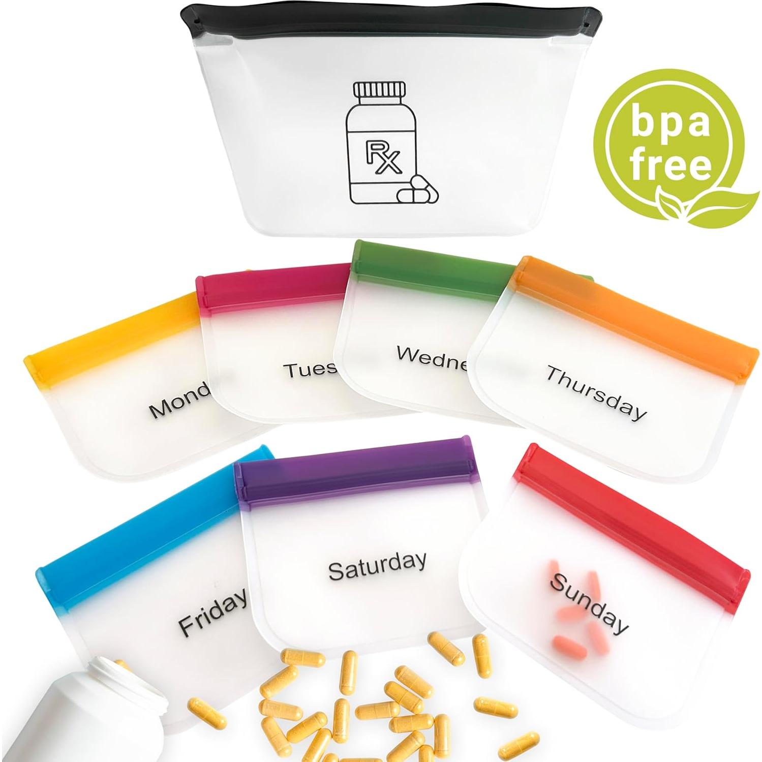 Juego de 8 Bolsas Organizadoras Reusables PEVA para Medicamentos