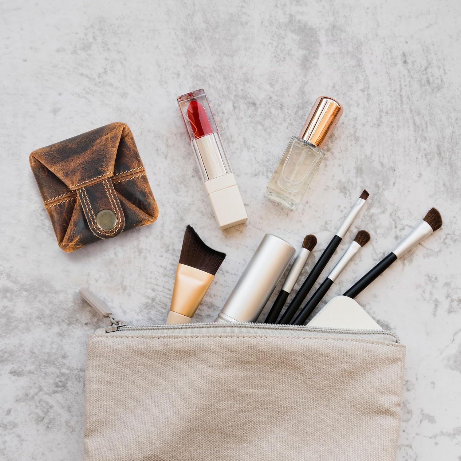 Monedero de Cuero FINE TOUCH - Compacto Unisex Marrón Antiguo