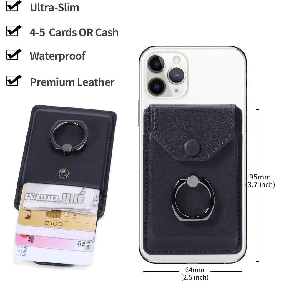 Soporte de Tarjetas YUNCE Negro - Cartera Adhesiva Impermeable