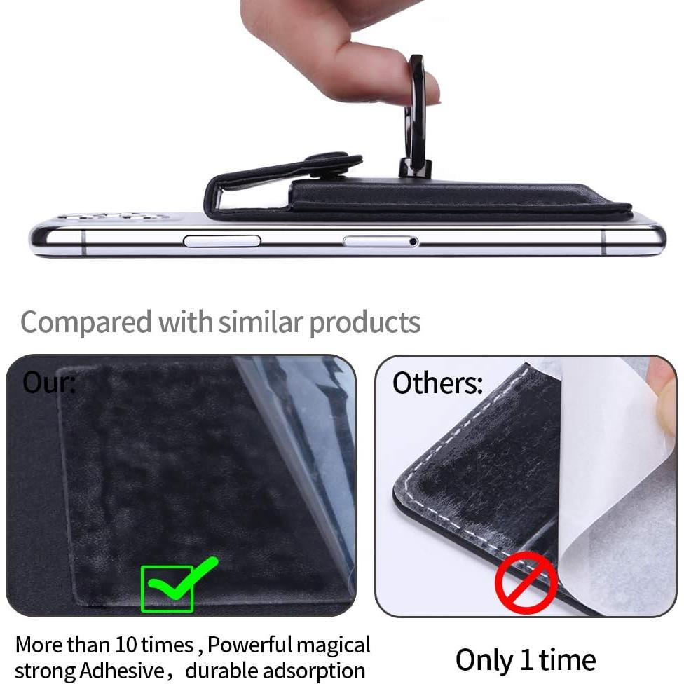 Soporte de Tarjetas YUNCE Negro - Cartera Adhesiva Impermeable