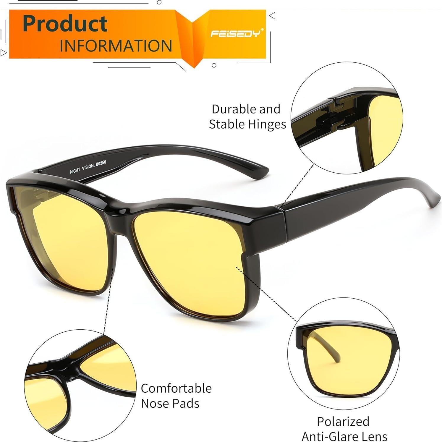 Gafas de Visión Nocturna FEISEDY Polarizadas Anti-reflejo 60mm