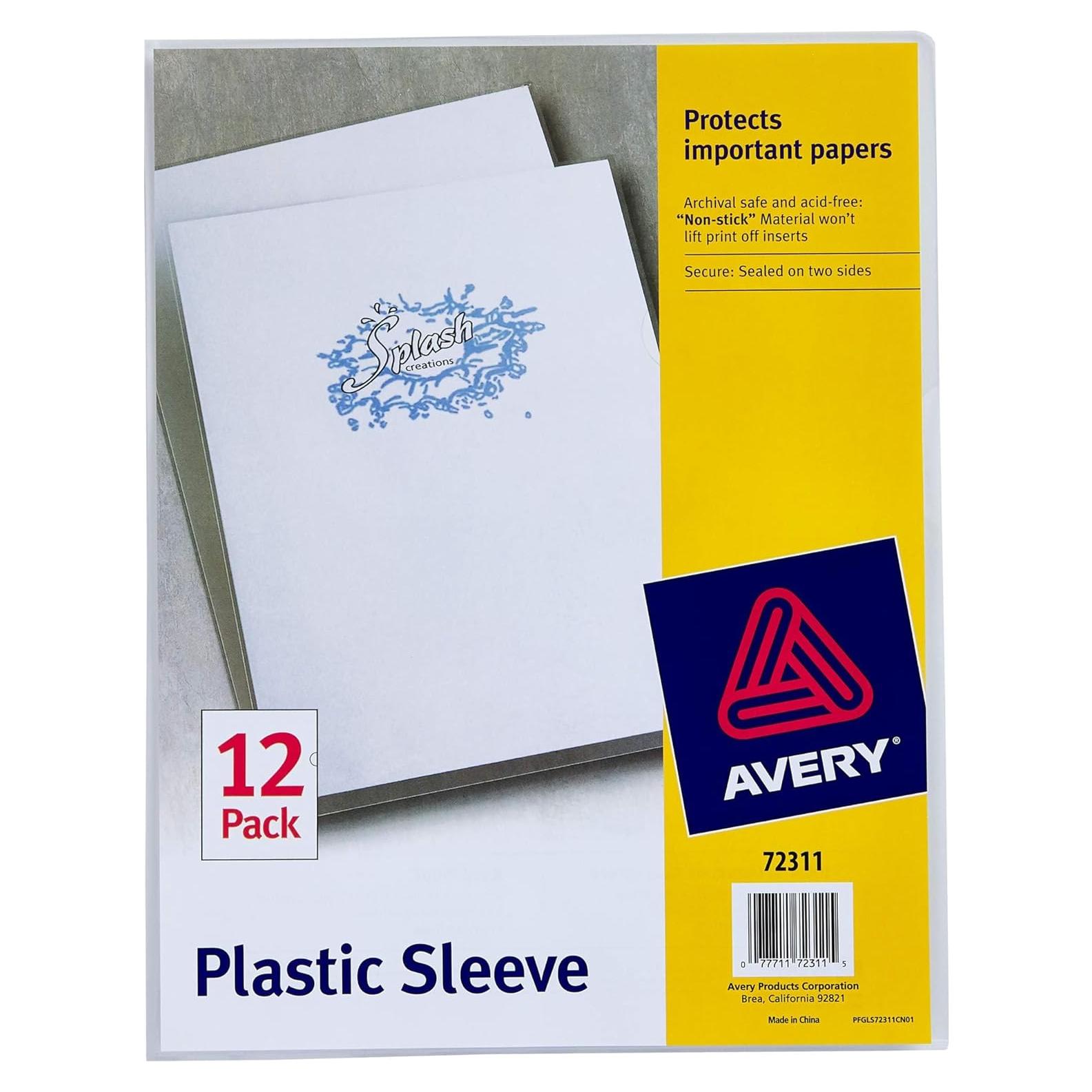 Fundas de Documentos Avery, 12 Transparentes, Capacidad 20 Hojas