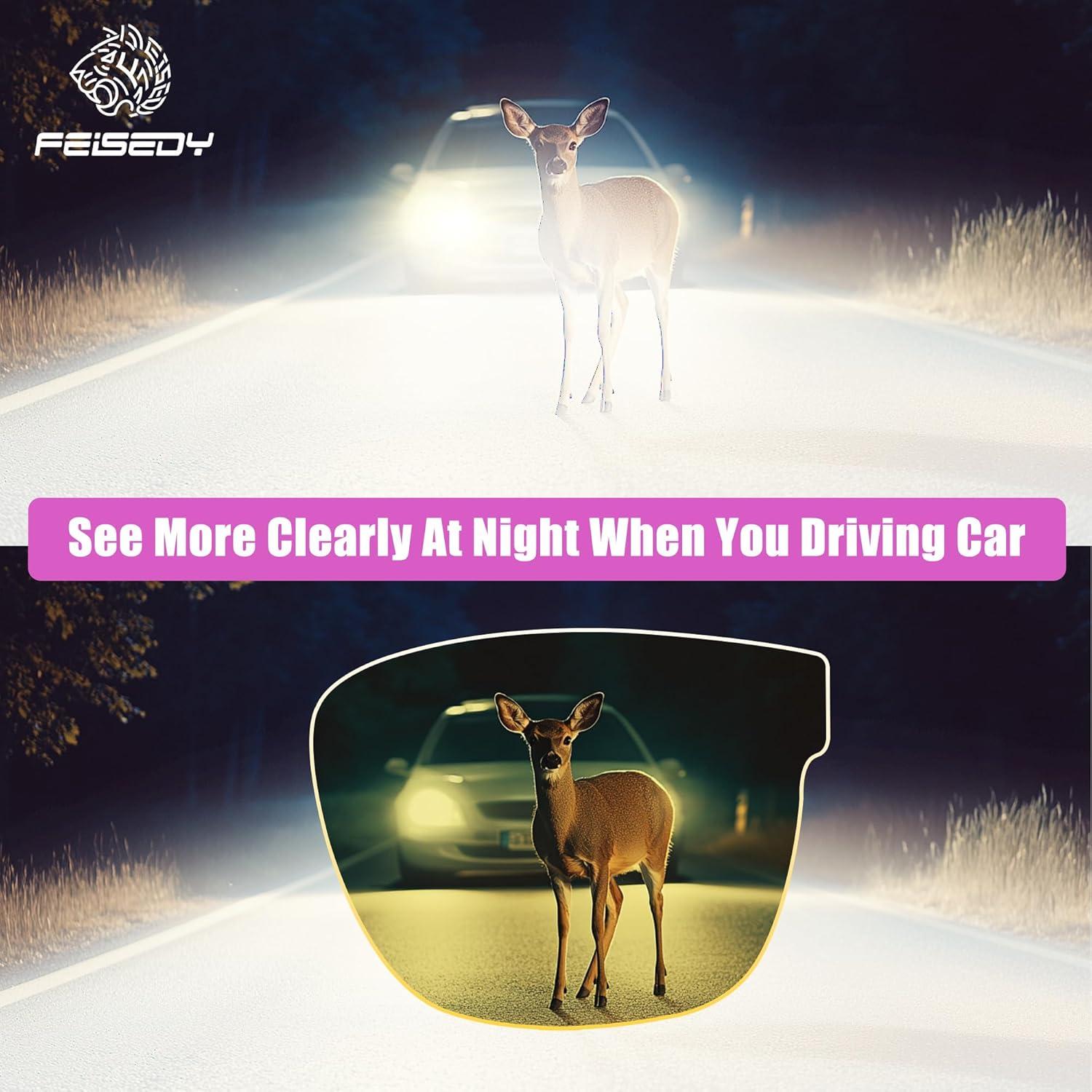 Gafas de Conducción FEISEDY Polarizadas Nocturnas 60mm