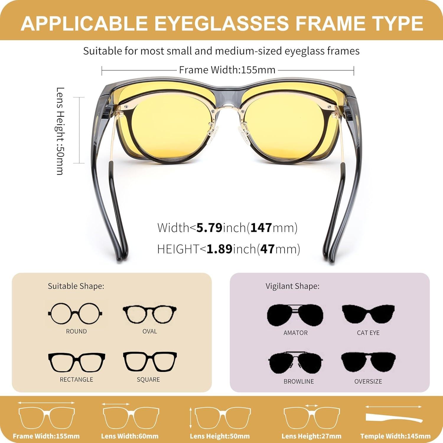 Gafas de Conducción FEISEDY Polarizadas Nocturnas 60mm