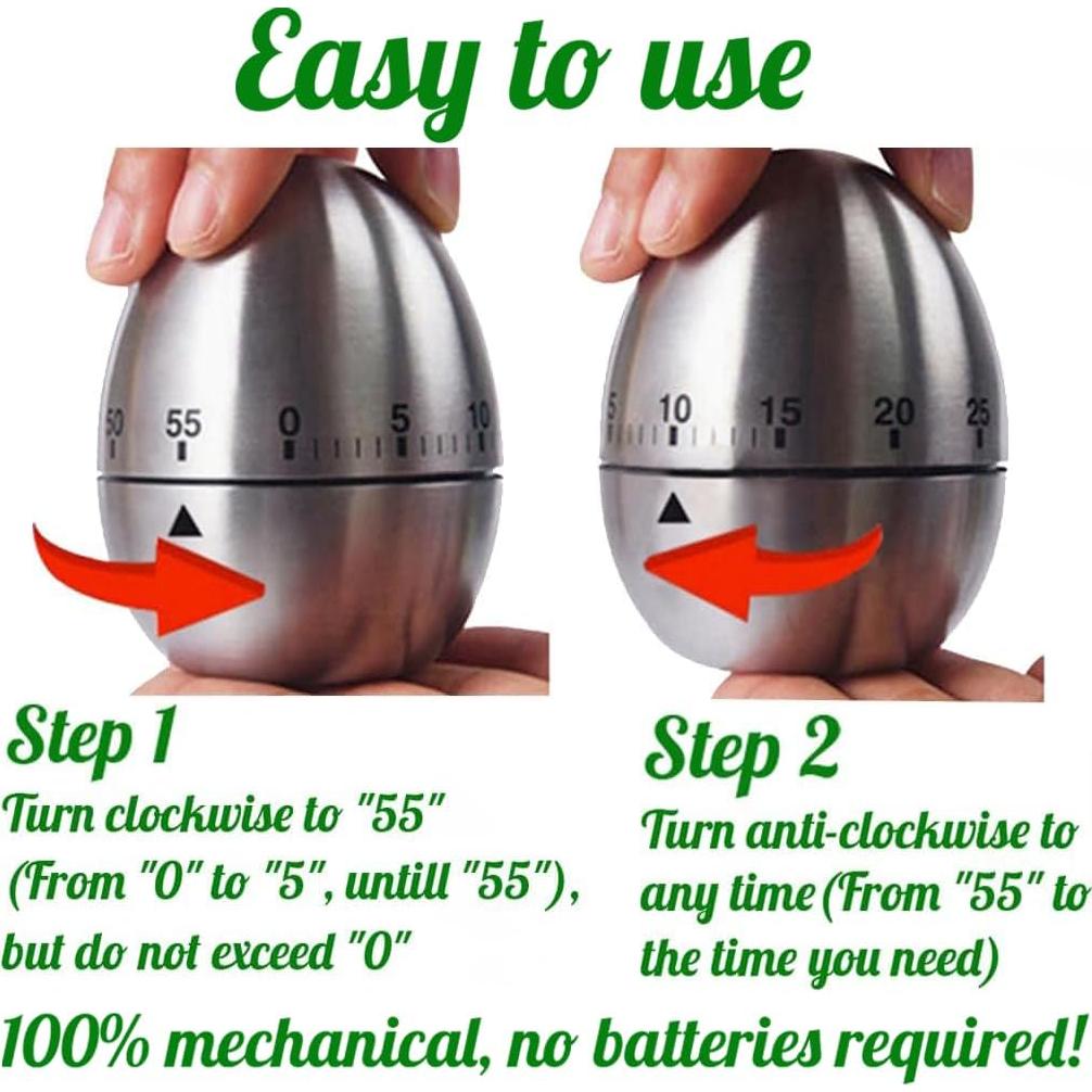 Temporizador mecánico 60 minutos FLTON acero inoxidable huevo
