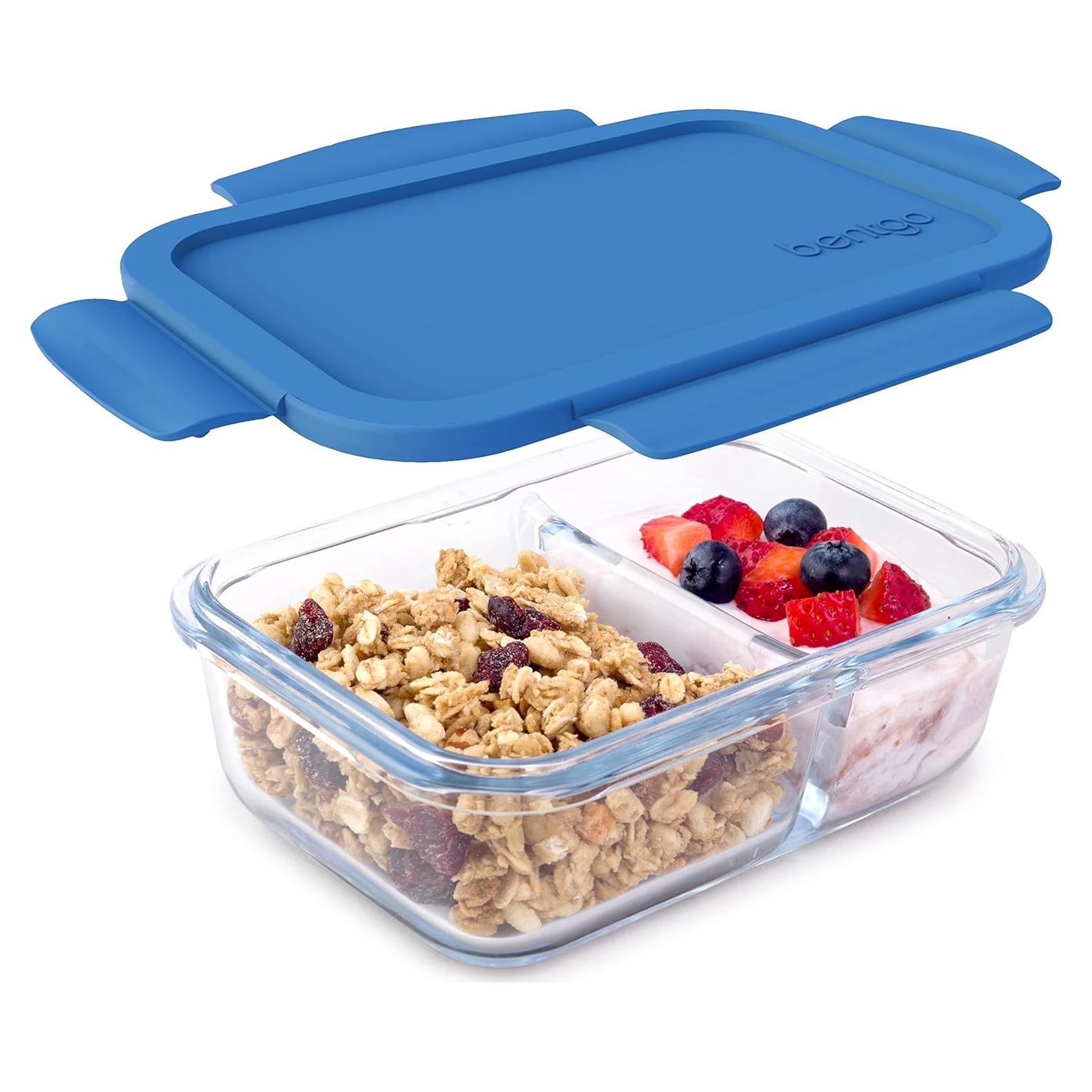 Contenedor de Snack Bentgo® Vidrio Azul 1.75 Tazas Dividido