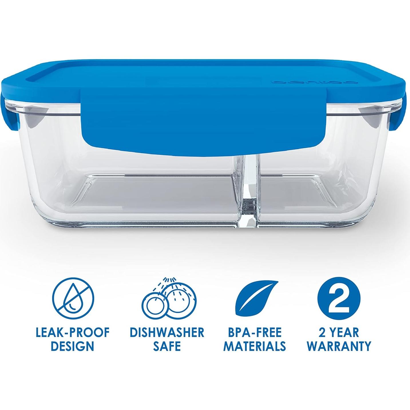 Contenedor de Snack Bentgo® Vidrio Azul 1.75 Tazas Dividido