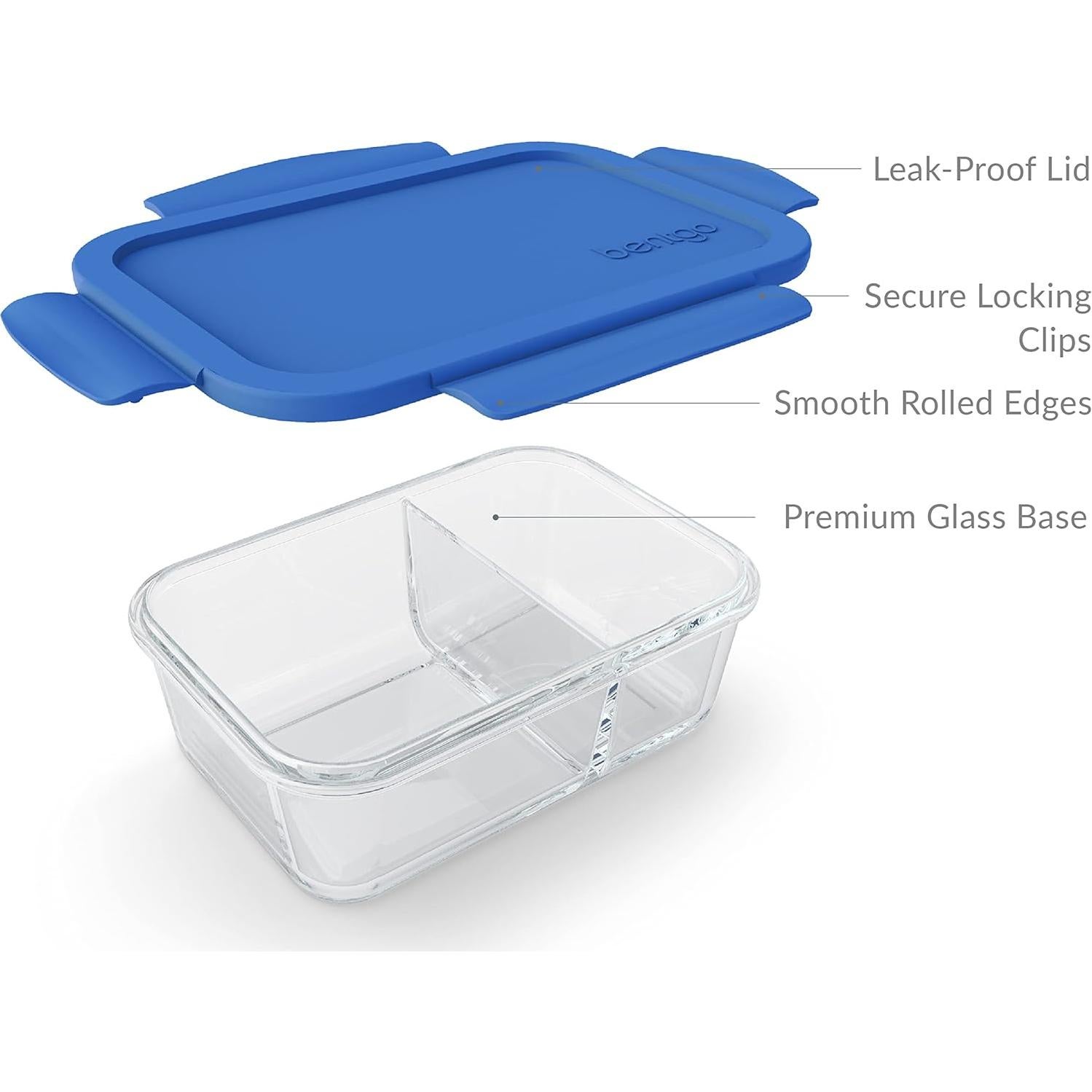 Contenedor de Snack Bentgo® Vidrio Azul 1.75 Tazas Dividido