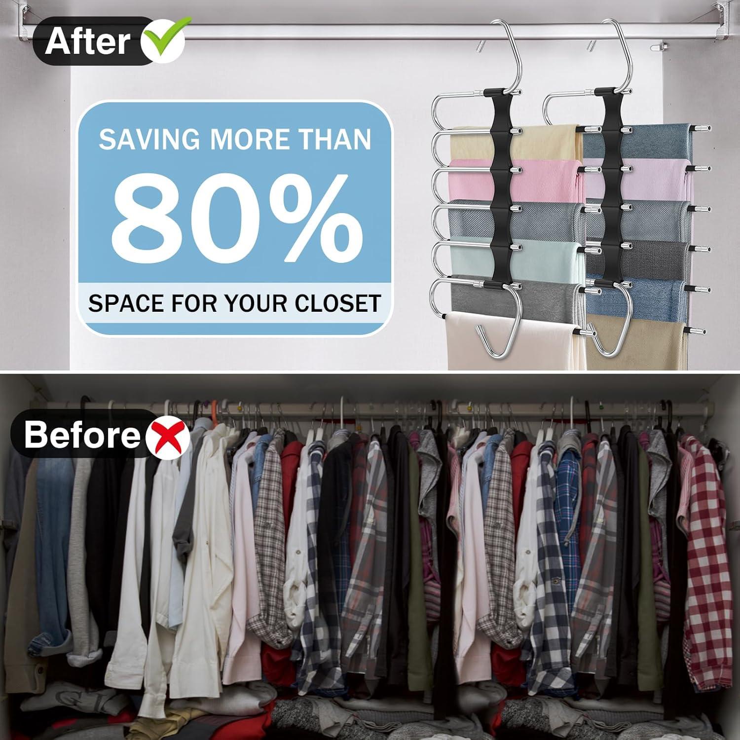 Perchas para Pantalones Besslly 6 Capas Antideslizantes 2 Pcs