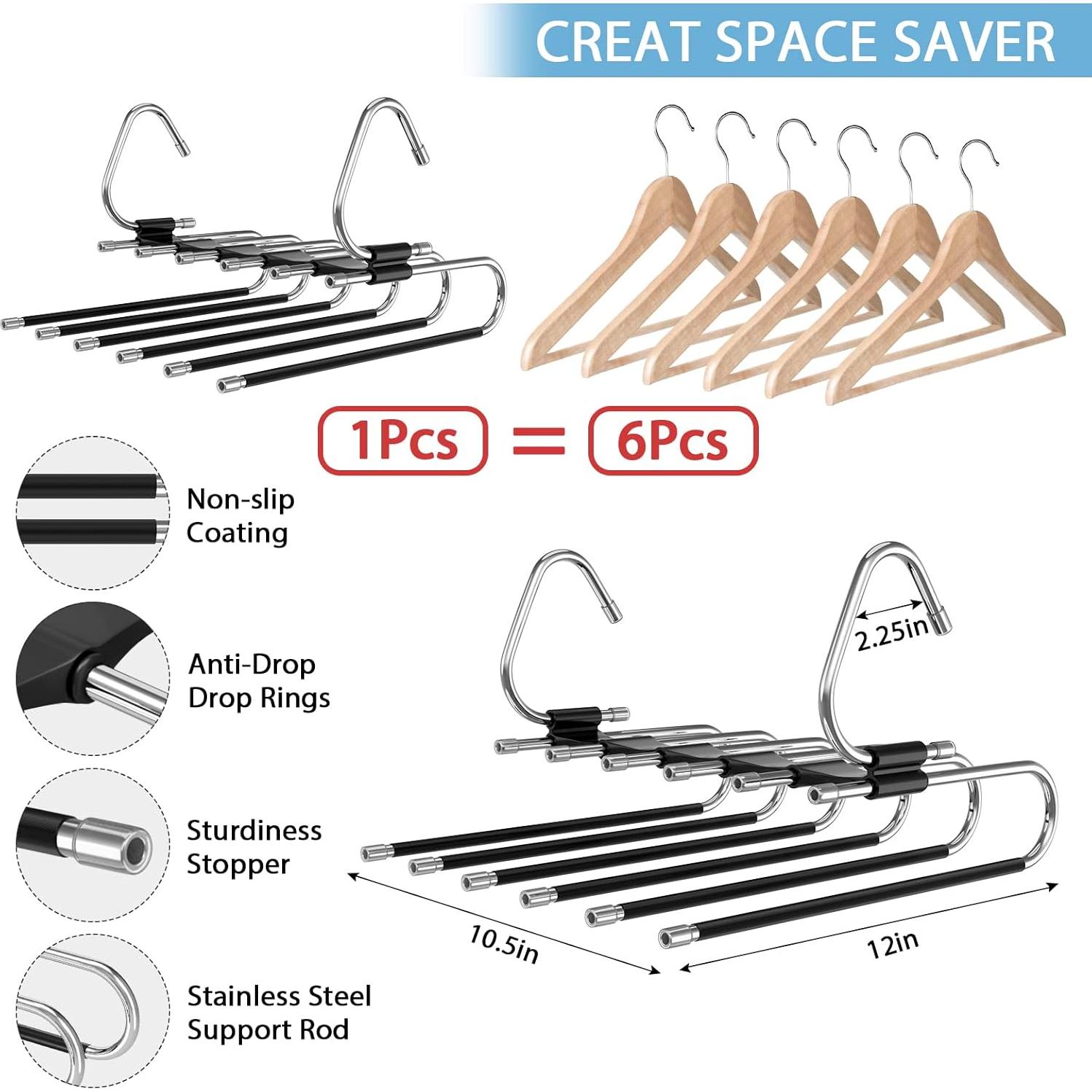 Perchas para Pantalones Besslly 6 Capas Antideslizantes 2 Pcs