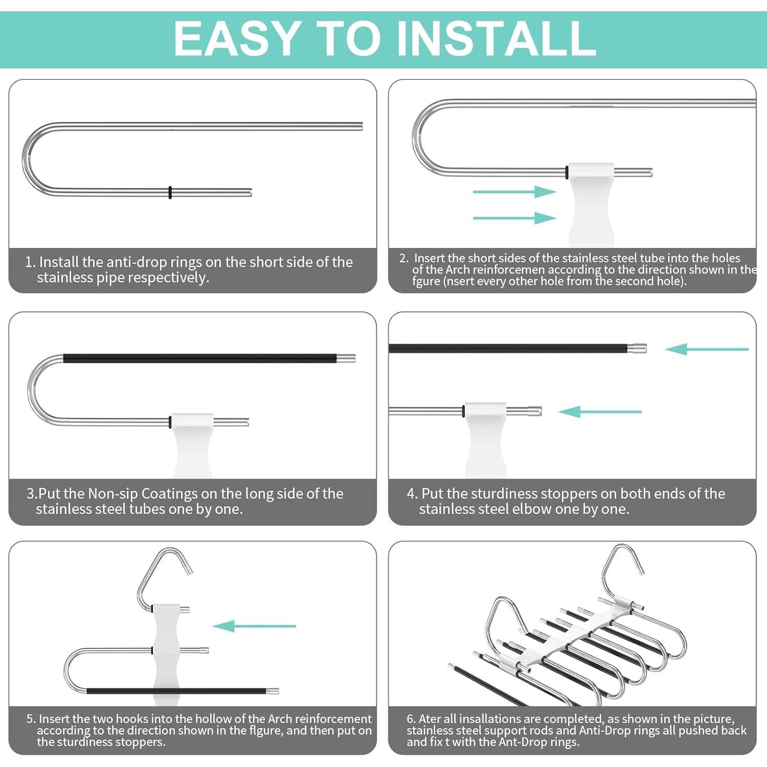 Perchas para Pantalones Besslly 6 Capas Antideslizantes 2 Pcs