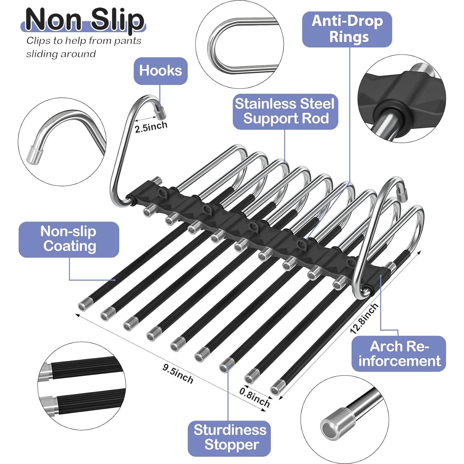 Perchas para Pantalones Besslly 9 Capas Antideslizantes 2 Pcs