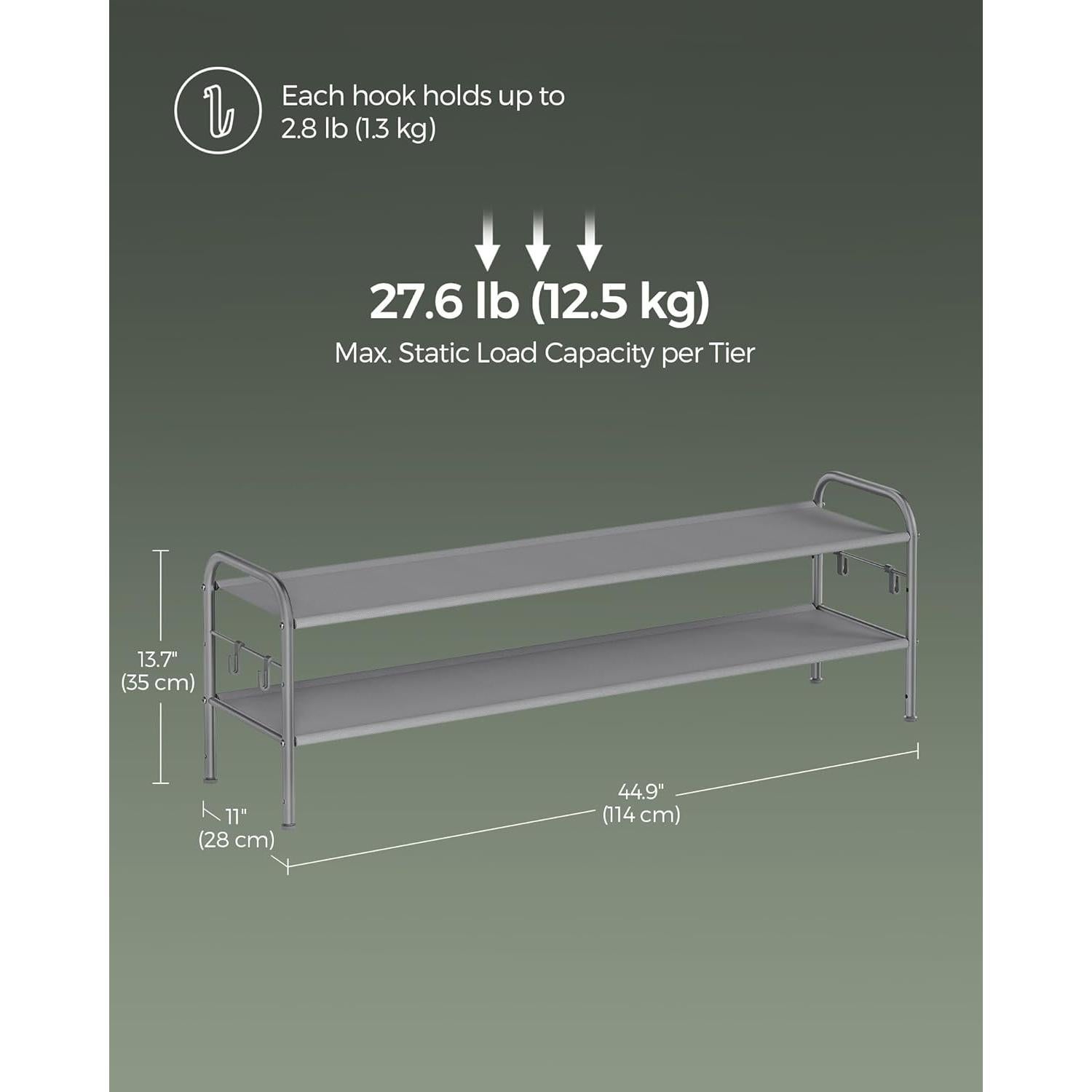 Estante para Zapatos SONGMICS Ajustable 2 Niveles Gris Paloma