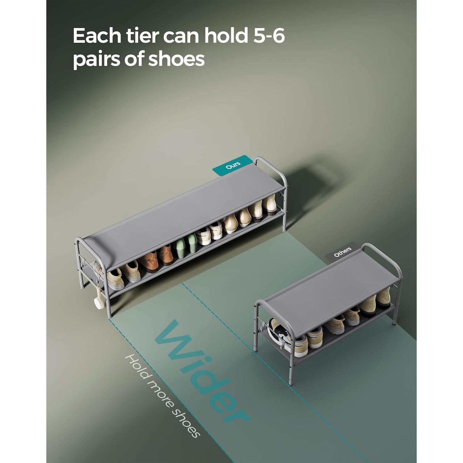 Estante para Zapatos SONGMICS Ajustable 2 Niveles Gris Paloma