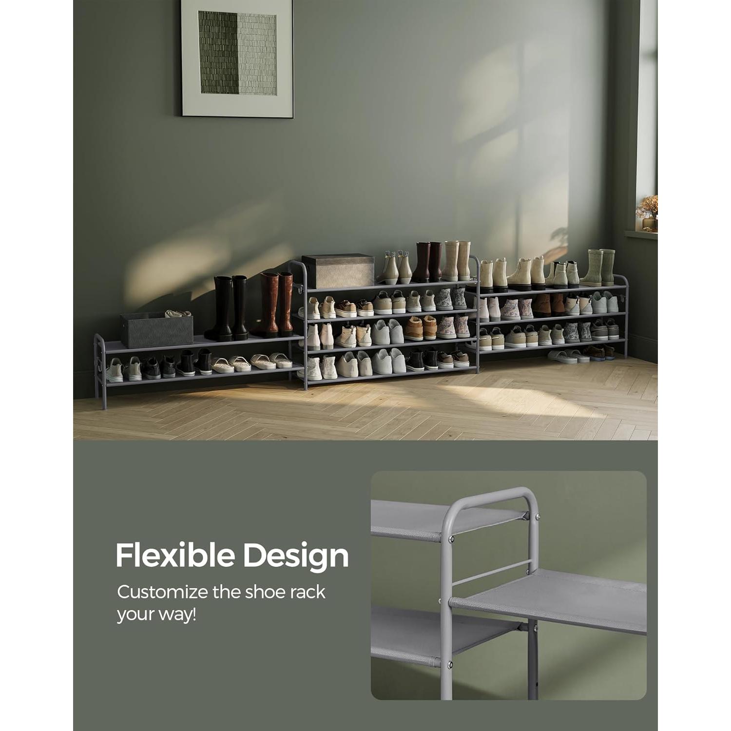 Estante para Zapatos SONGMICS Ajustable 2 Niveles Gris Paloma