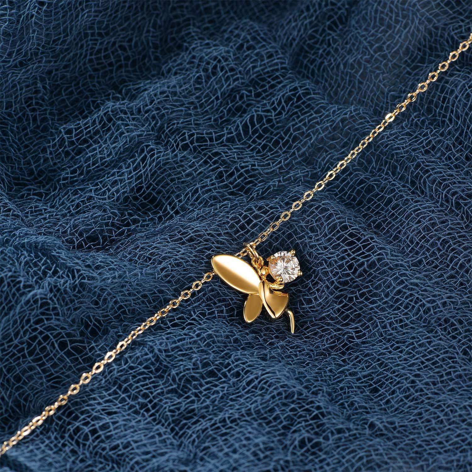 Tobillera Dainty de Oro 14K MEVECCO con Zirconia Cubica