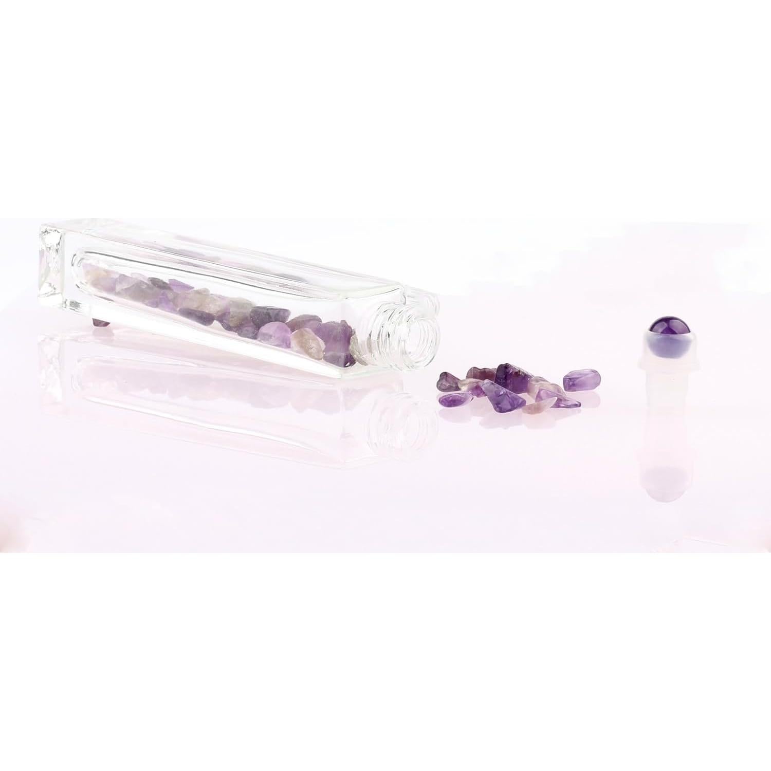 5 Botellas Roller de Vidrio 10ml con Gemas Naturales YWG Stone