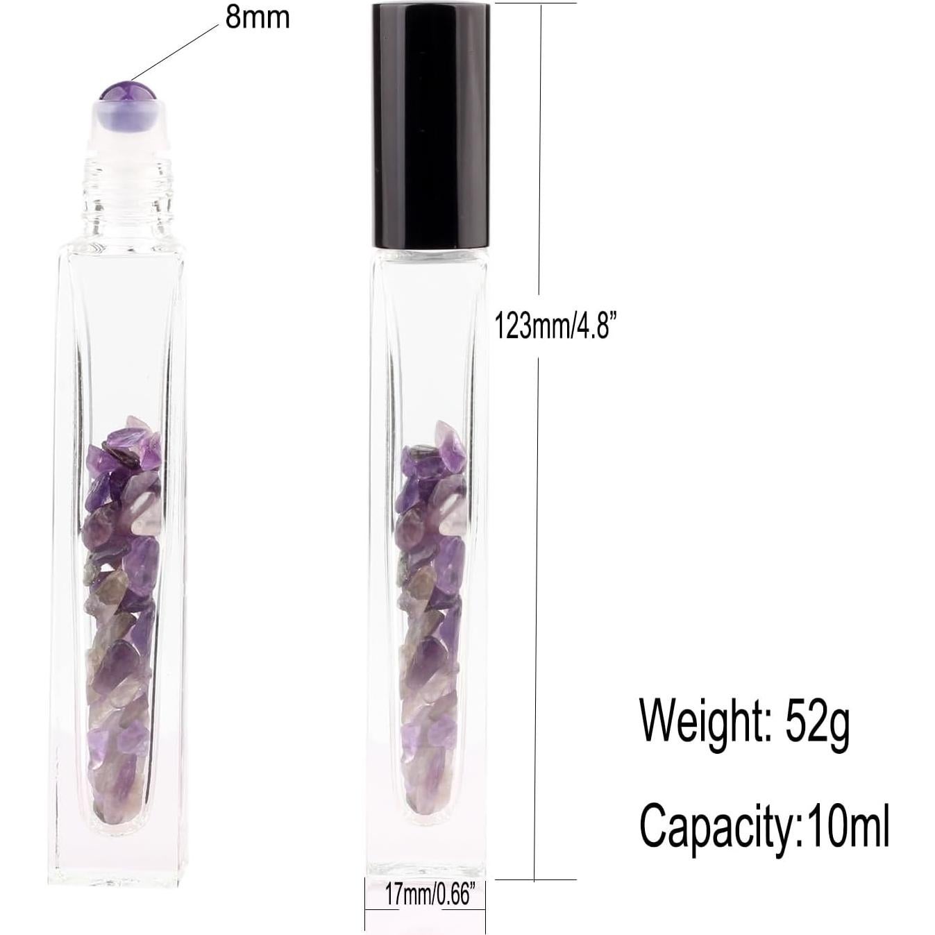 5 Botellas Roller de Vidrio 10ml con Gemas Naturales YWG Stone