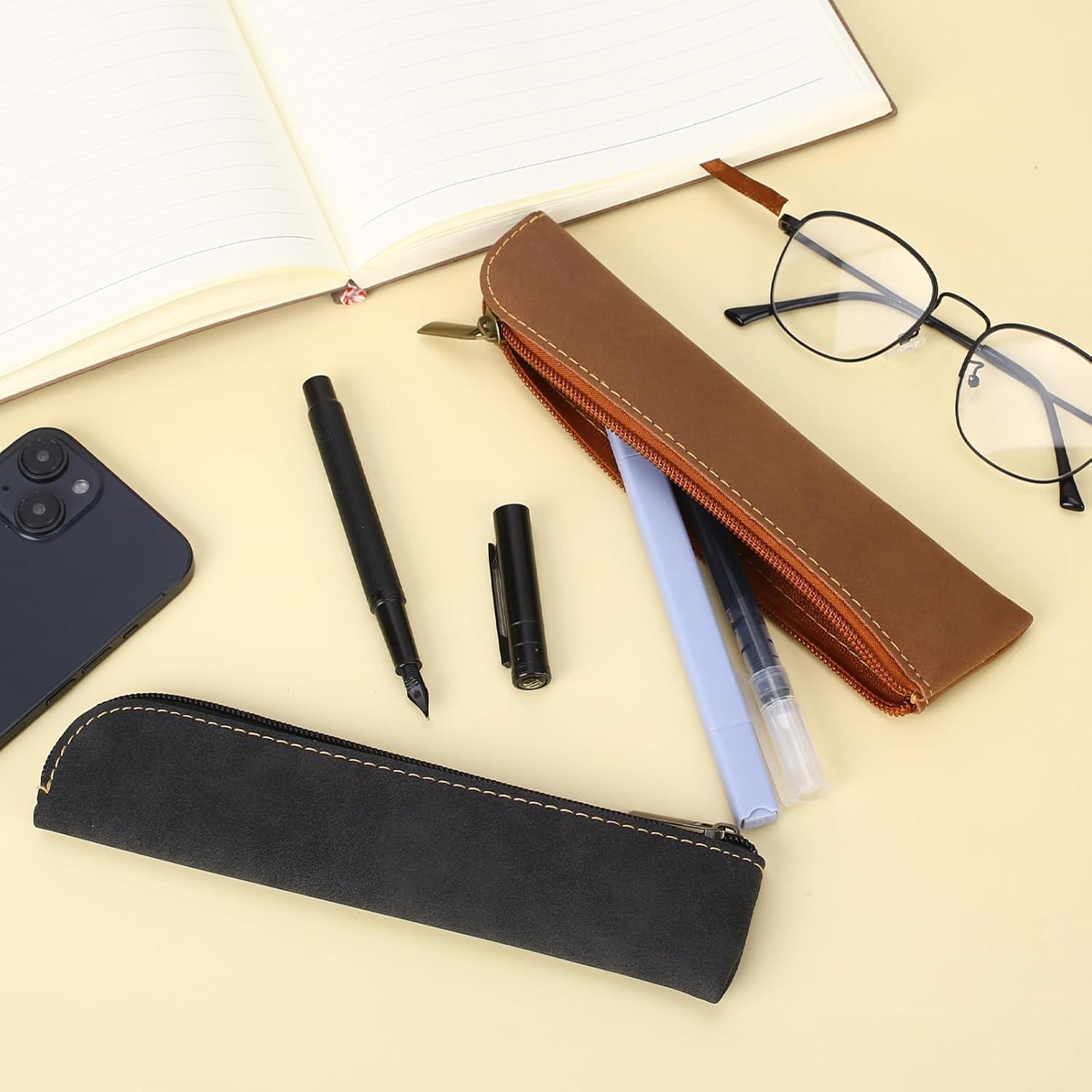 Estuche de Almacenamiento Mozeat de Cuero PU 2 PCS Negro y Marrón