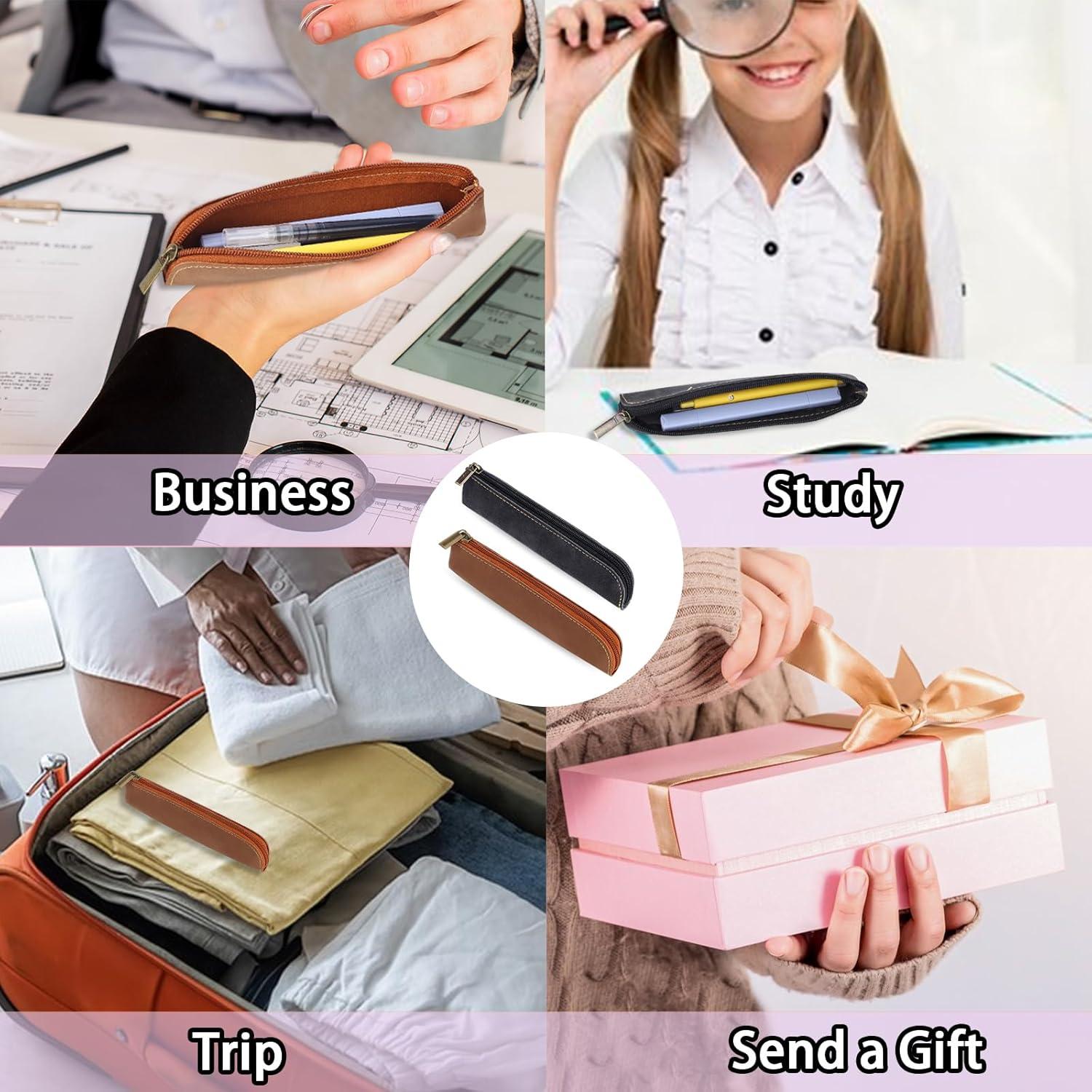 Estuche de Almacenamiento Mozeat de Cuero PU 2 PCS Negro y Marrón