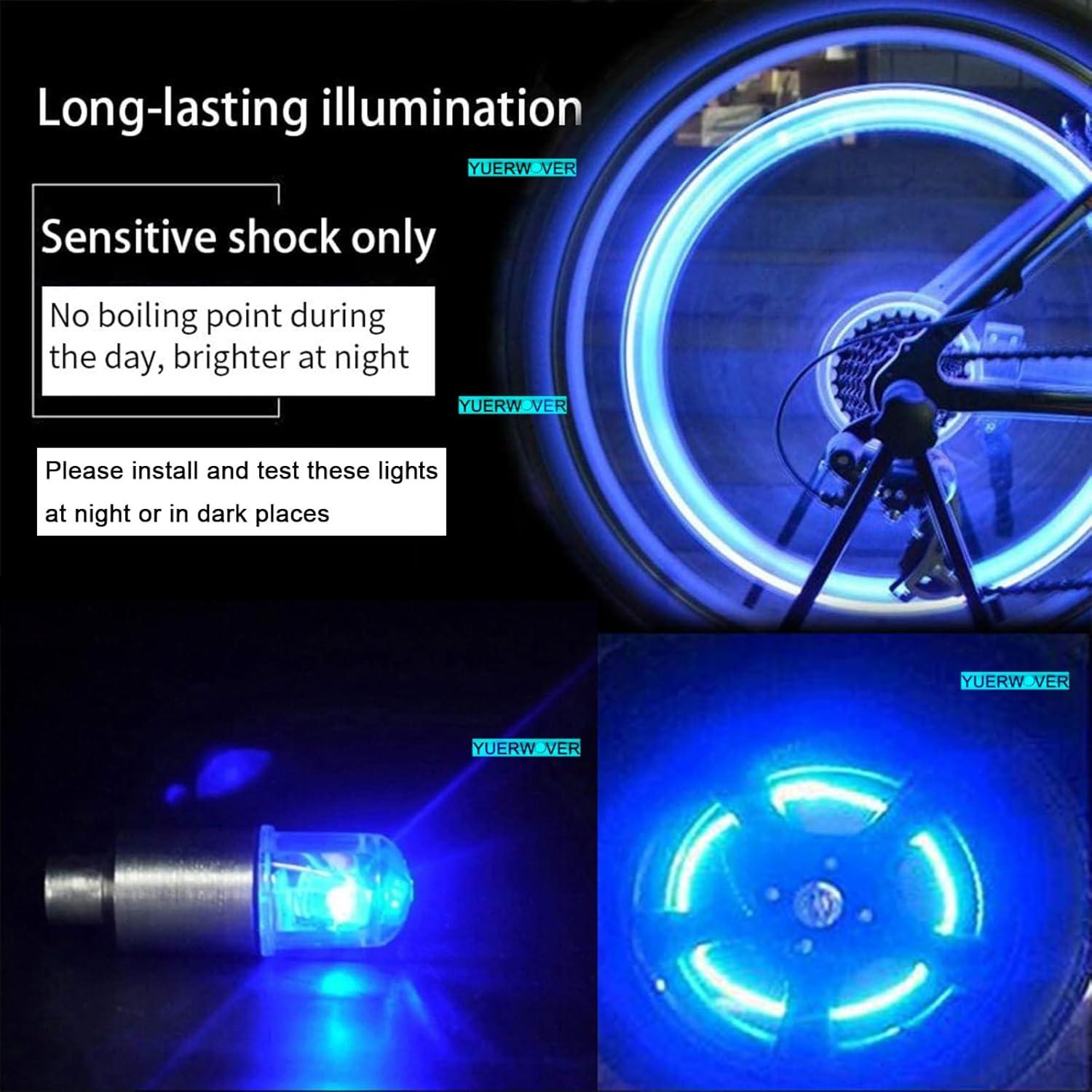 Luces LED para Ruedas de Bicicleta YUERWOVER E-BL-4 Azul - Paquete de 4