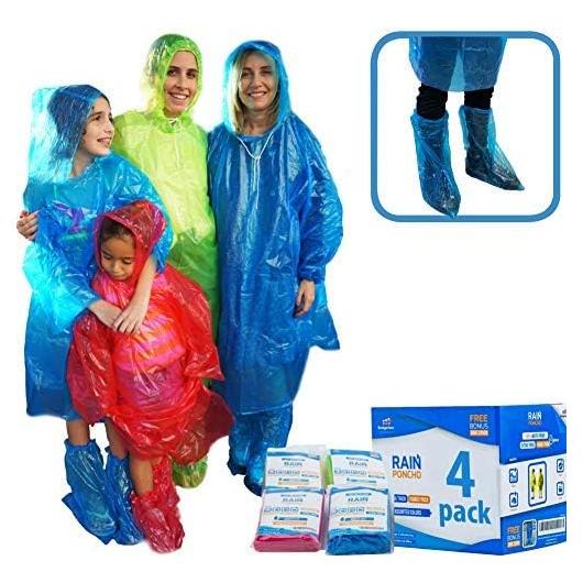 Ponchos de Lluvia Budgetizer Extra Gruesos - Paquete Familiar 4 Unidades