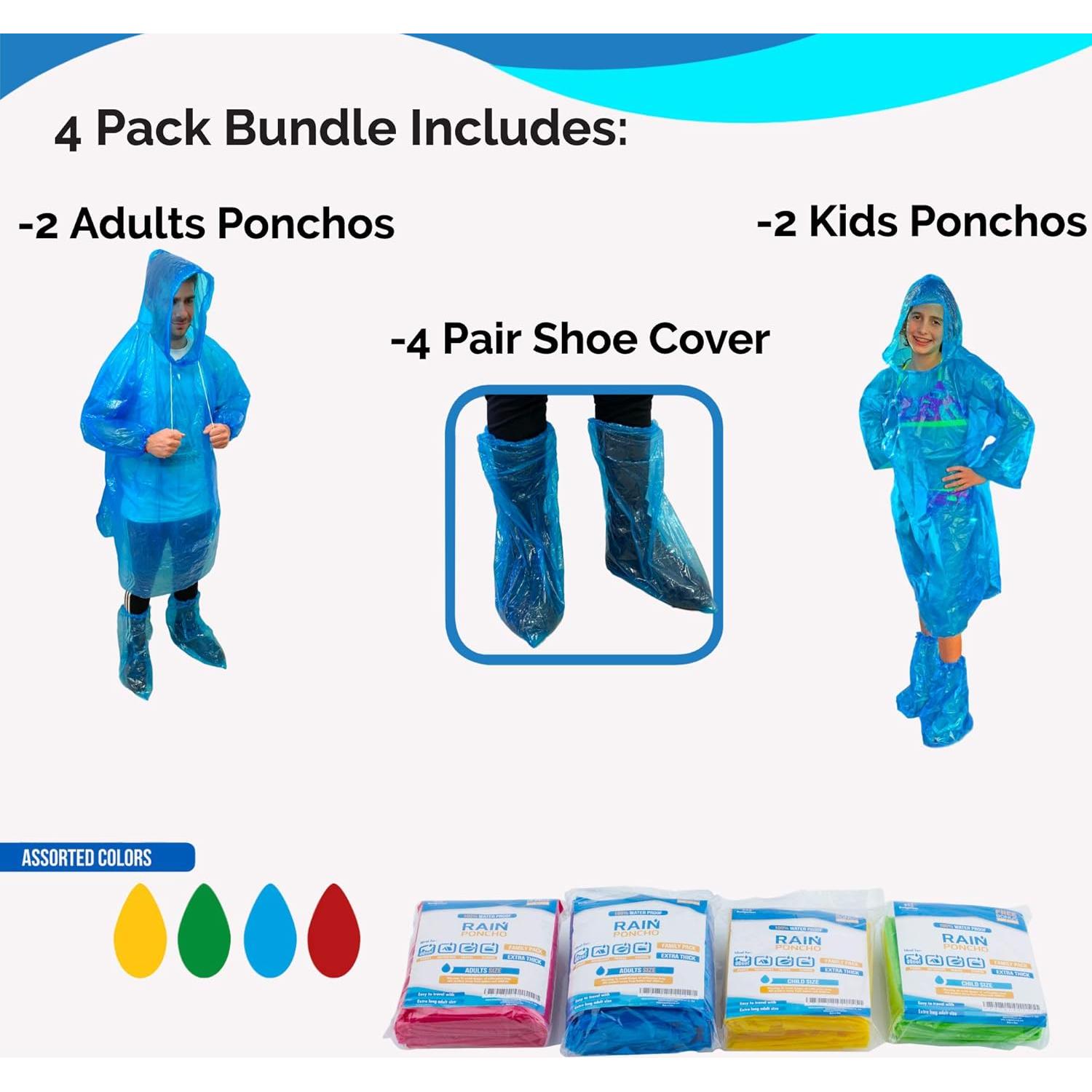 Ponchos de Lluvia Budgetizer Extra Gruesos - Paquete Familiar 4 Unidades