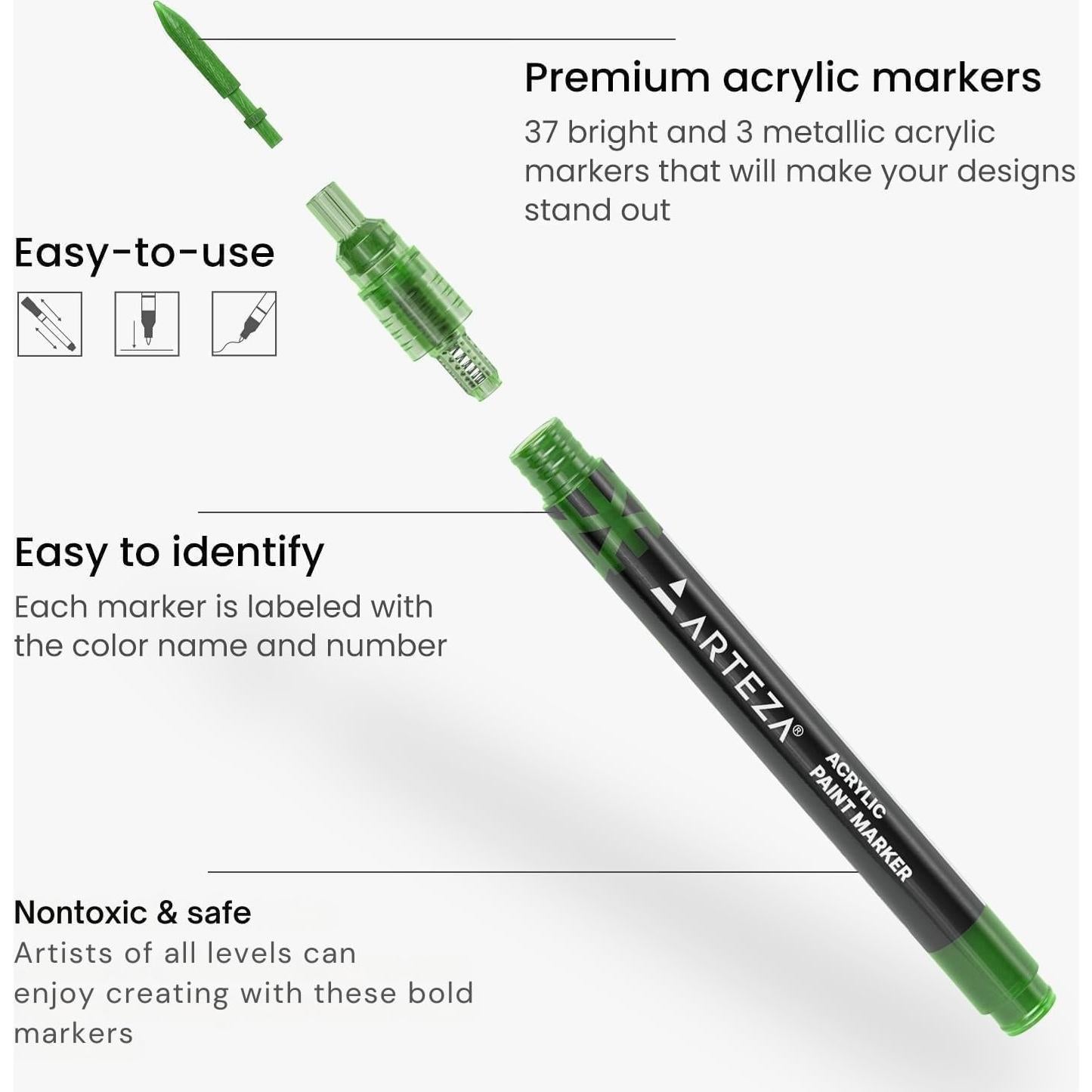 Set de 40 Marcadores de Pintura Acrílica Arteza Multicolor