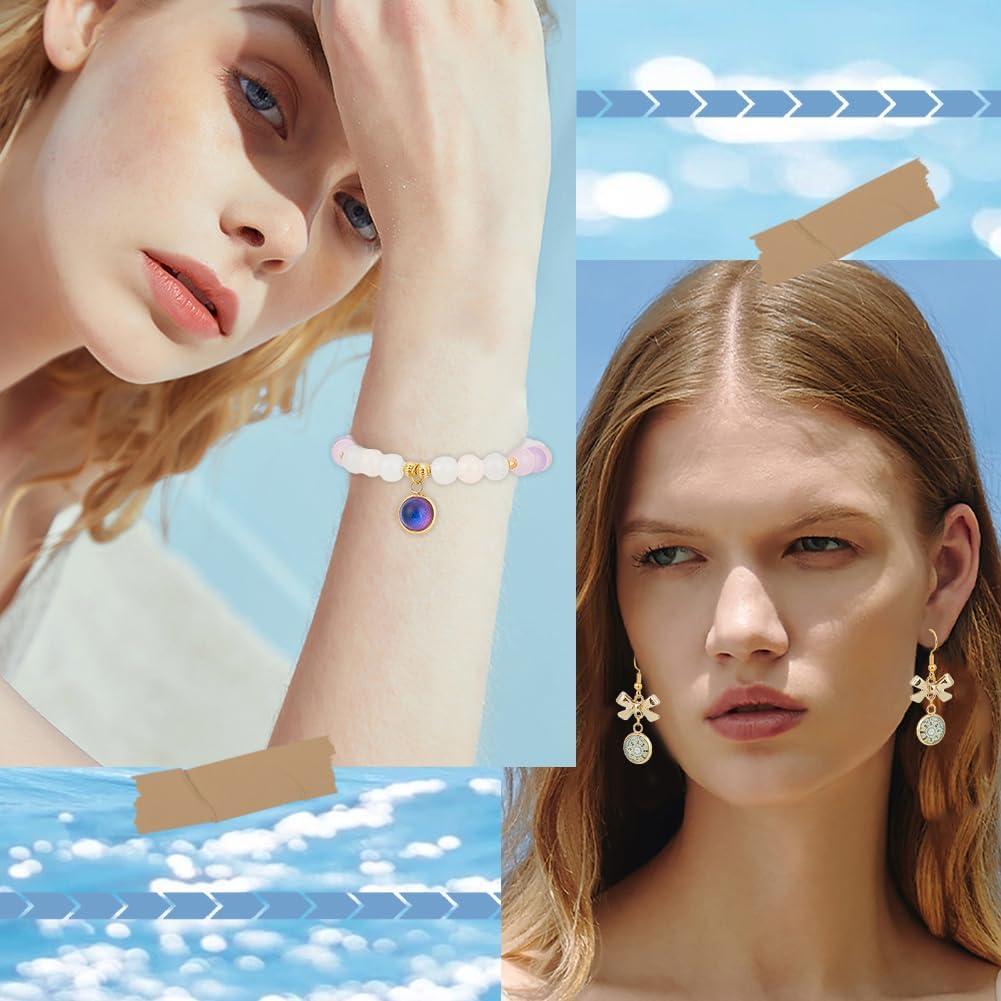 Beebeecraft 40Pcs Cabochón 10mm Acero Inoxidable Baño Oro 24K