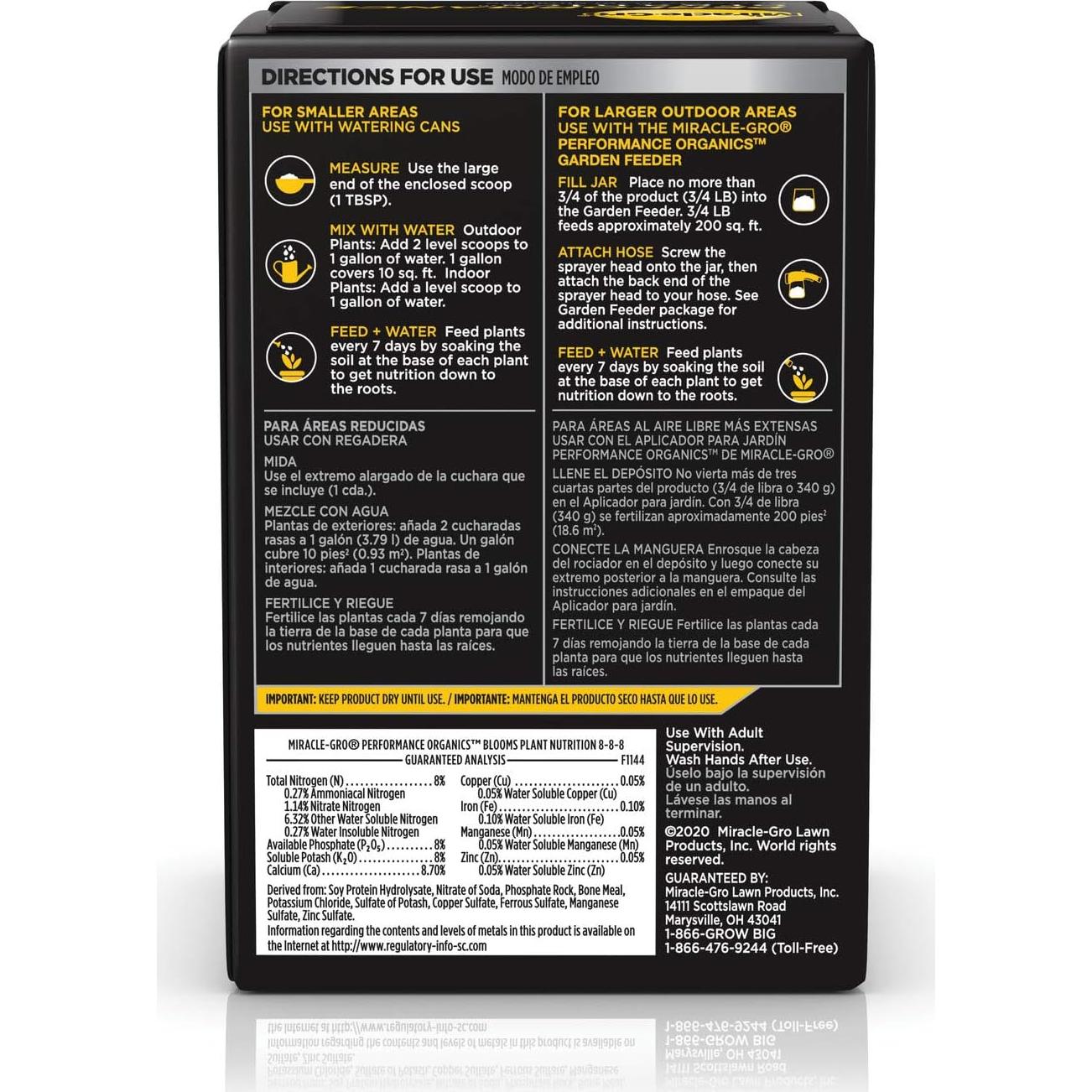 Alimento para Plantas Miracle-Gro 0.45 kg - Nutrición Floral Orgánica