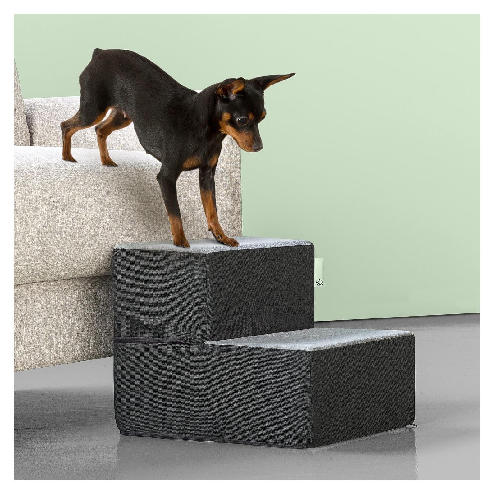 Escalera para Mascotas ZINUS 2 Pasos Pequeña Gris 35.56x43.18cm