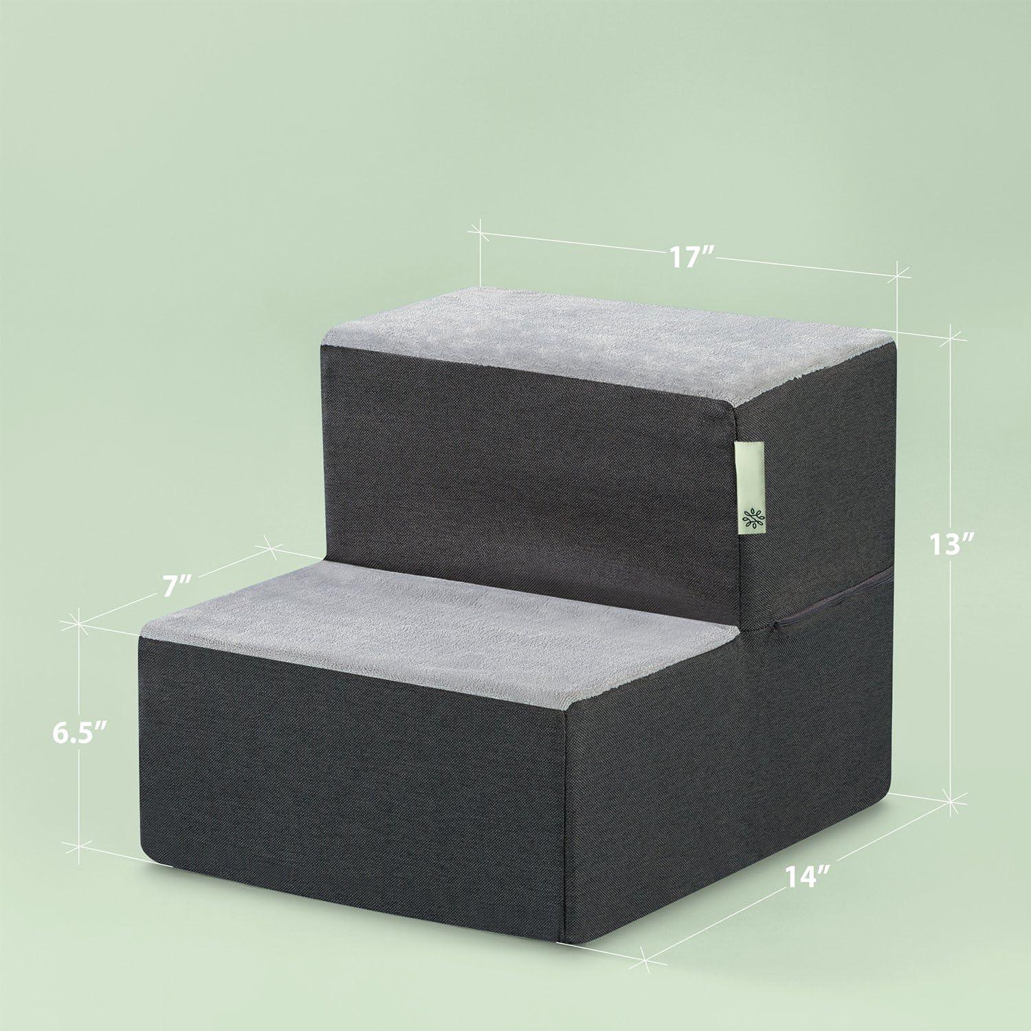 Escalera para Mascotas ZINUS 2 Pasos Pequeña Gris 35.56x43.18cm