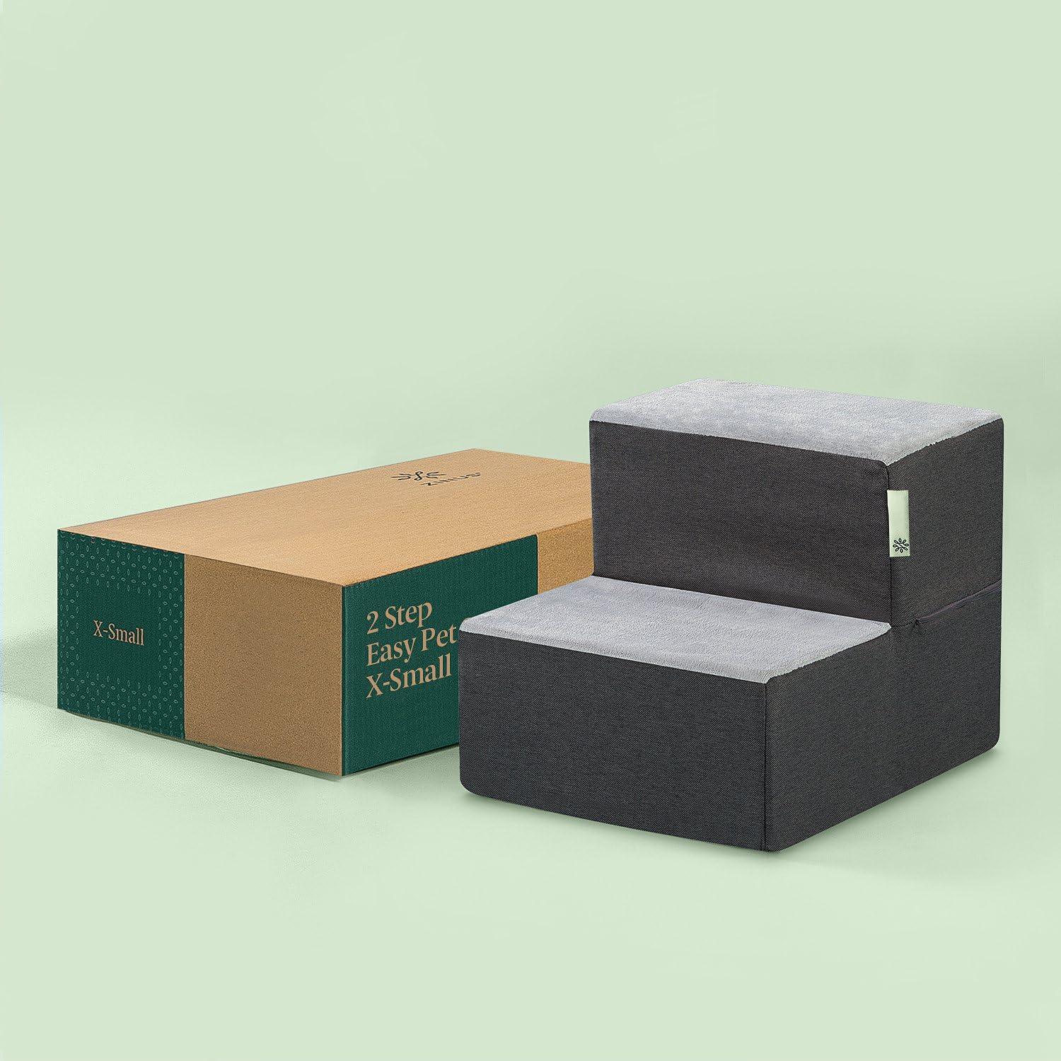 Escalera para Mascotas ZINUS 2 Pasos Pequeña Gris 35.56x43.18cm