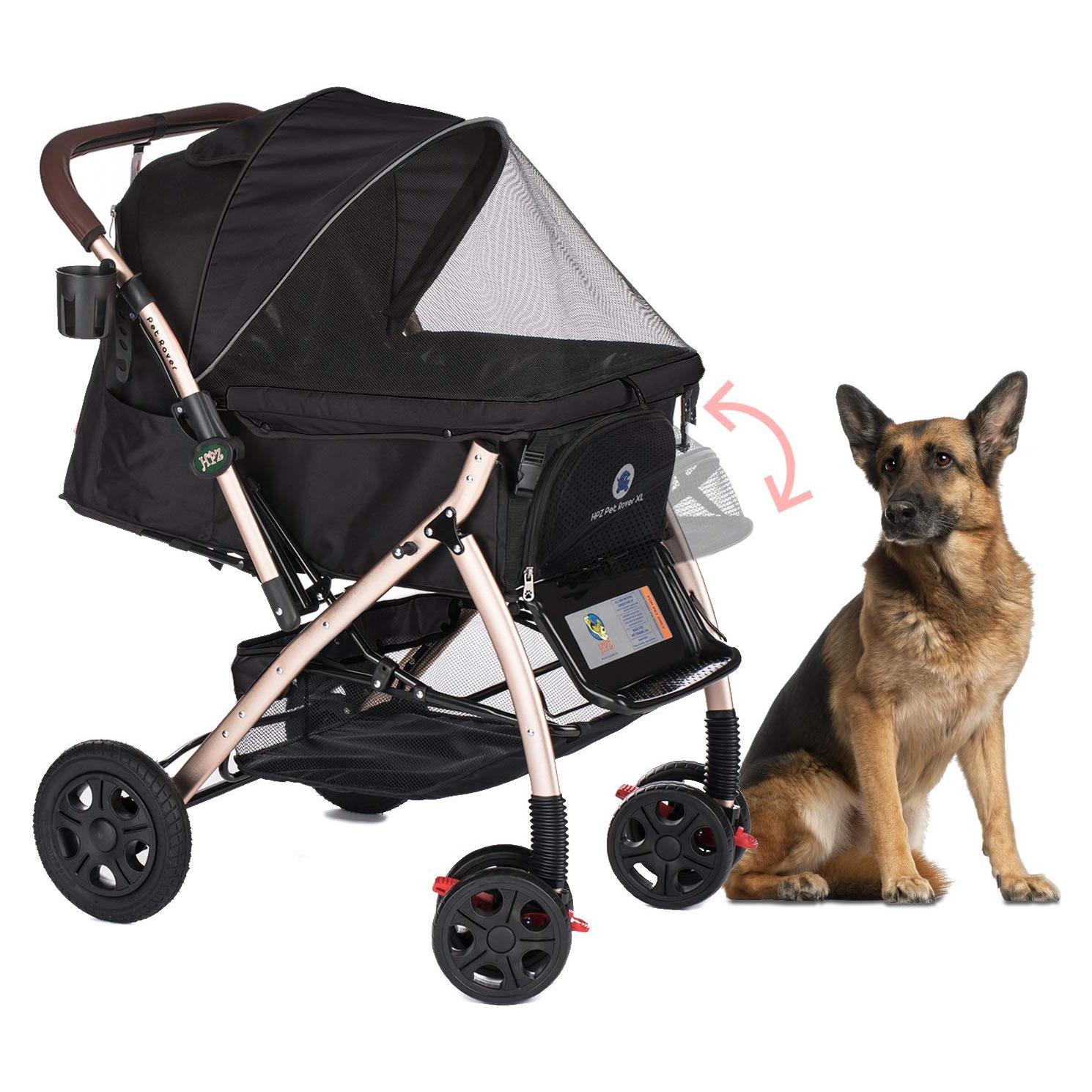 Carro de Paseo para Mascotas HPZ Pet Rover XL Negro 2ª Generación