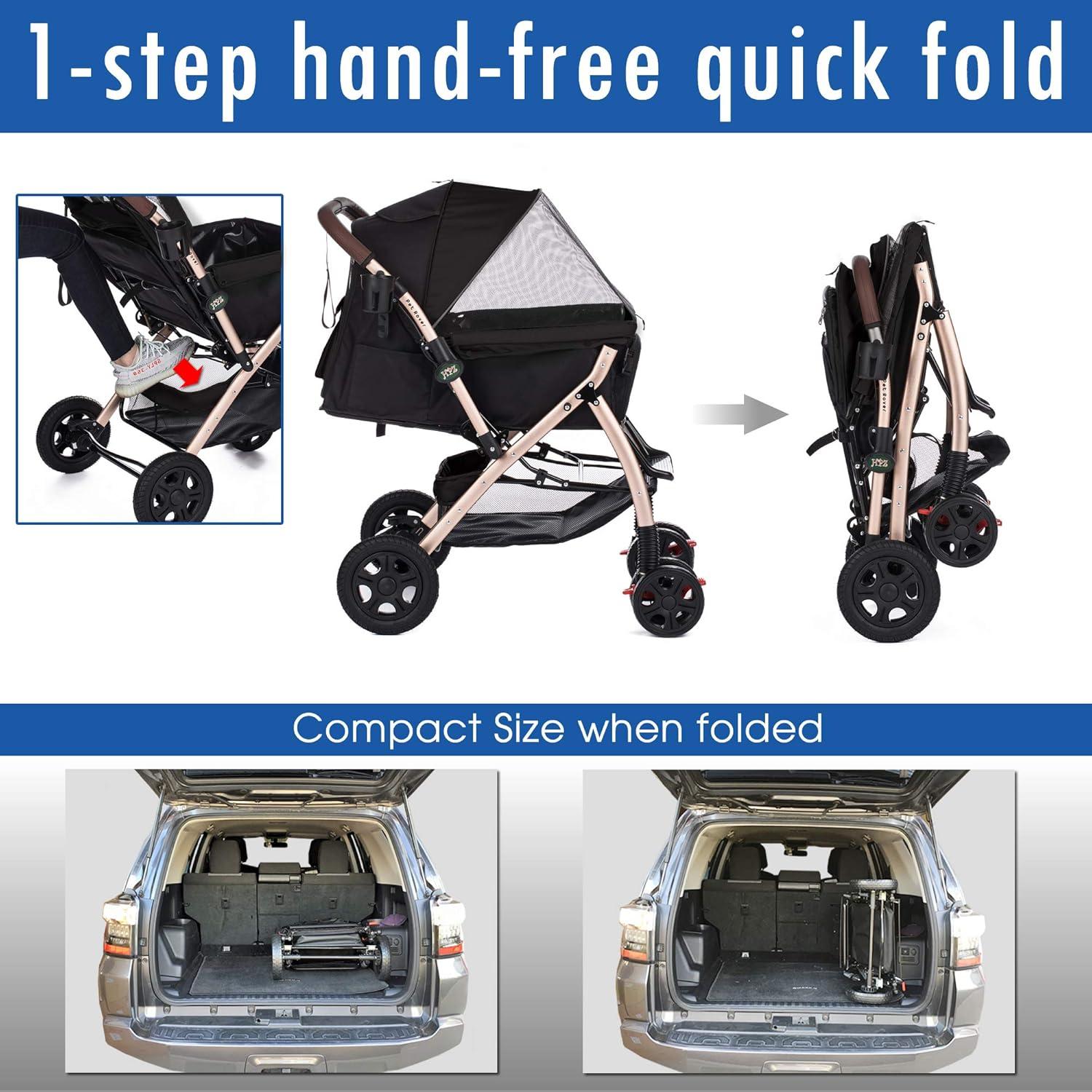 Carro de Paseo para Mascotas HPZ Pet Rover XL Negro 2ª Generación