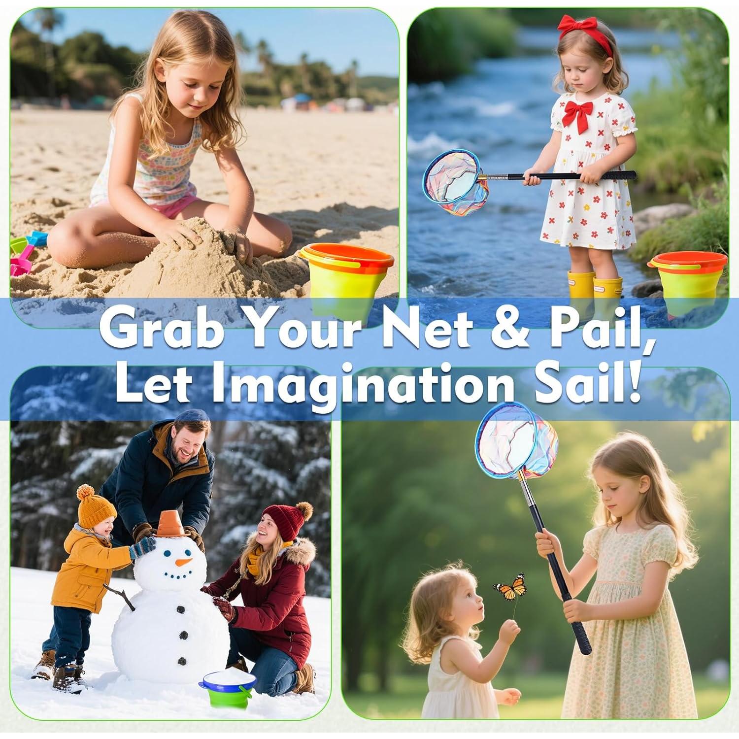 Red de Pesca GIFY con Cubo Plegable para Niños 1.73M