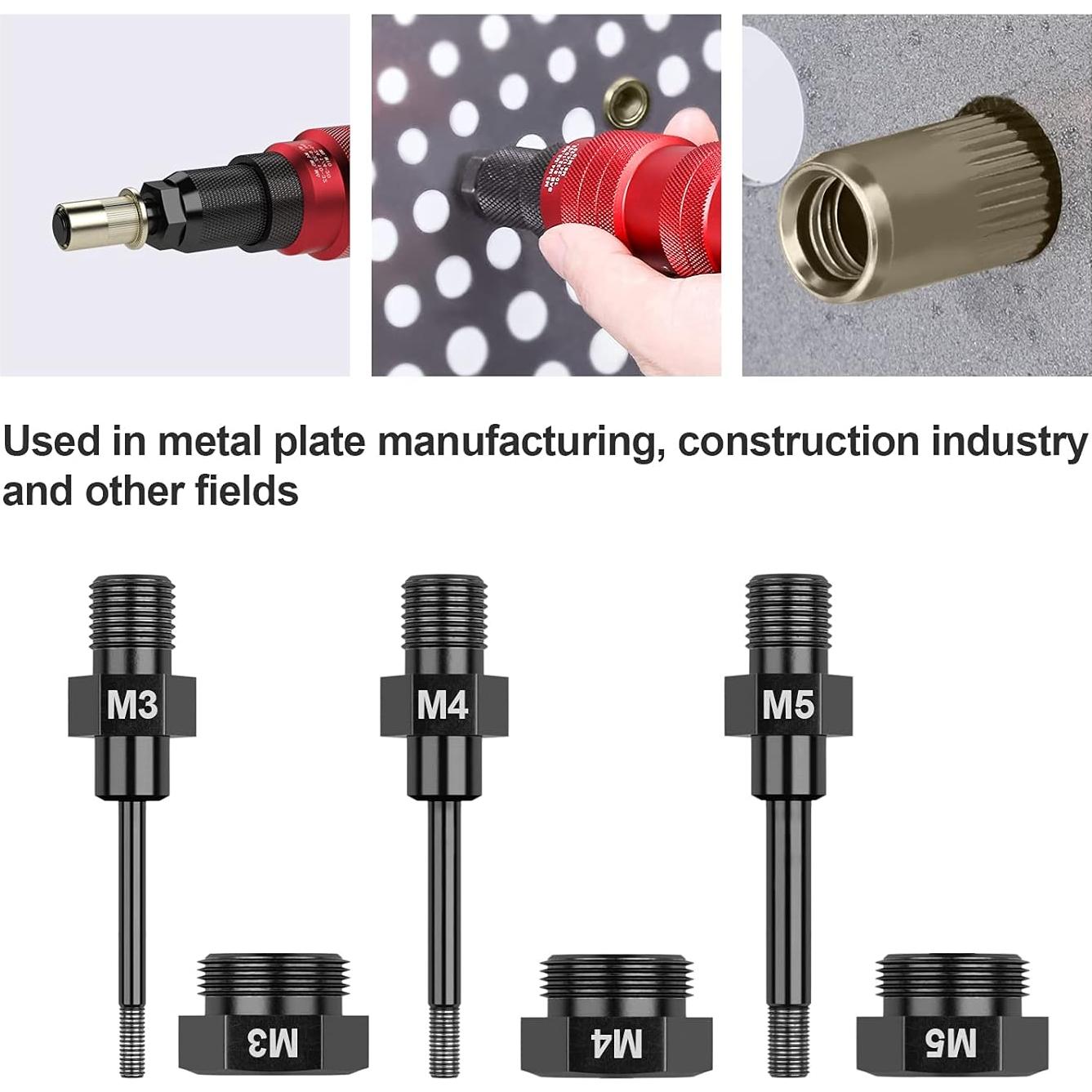 Beaspire Taladro Inalámbrico de Remaches M3 M4 M5 - 3 Piezas