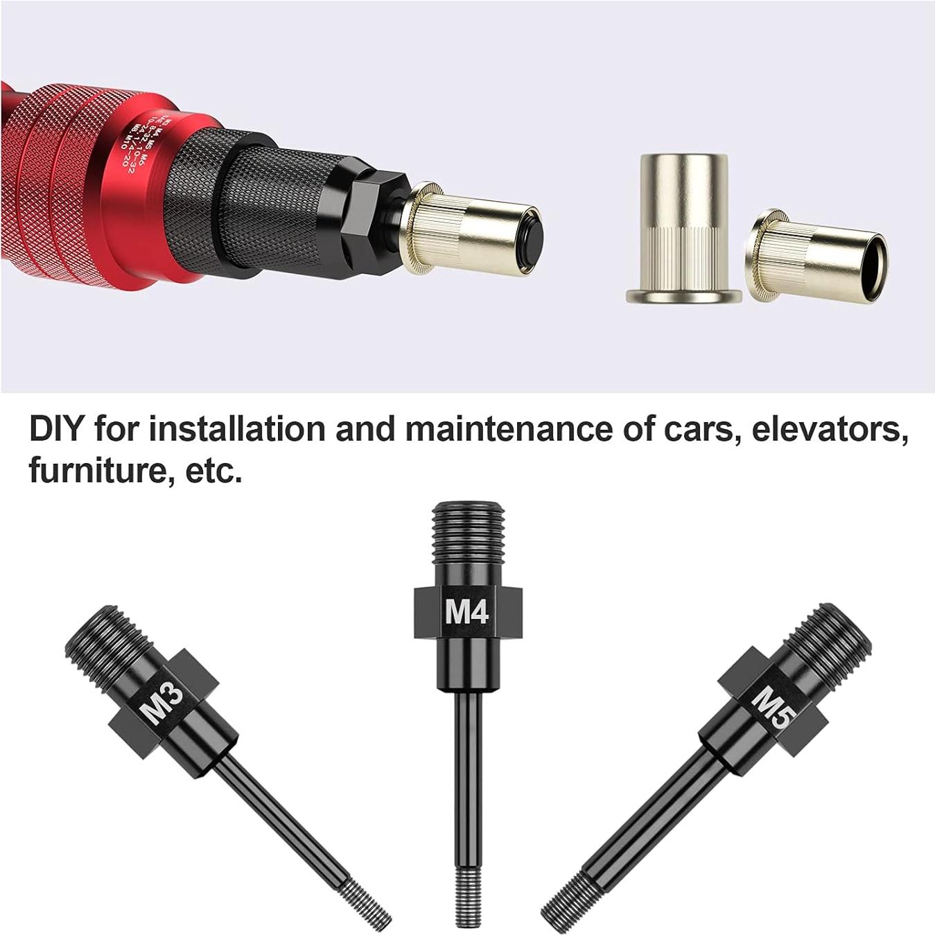 Beaspire Taladro Inalámbrico de Remaches M3 M4 M5 - 3 Piezas